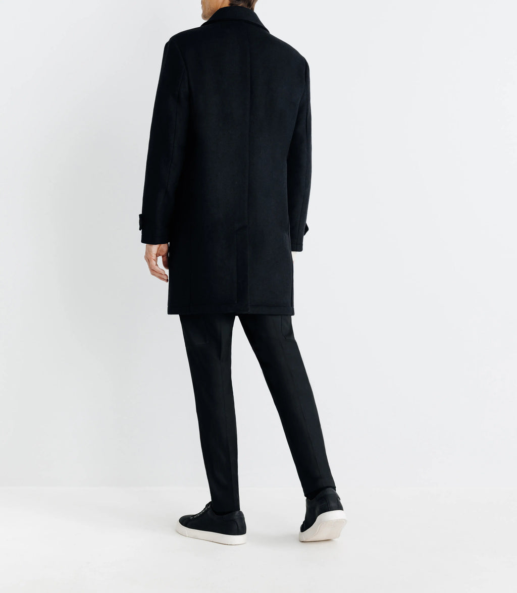 Manteau long droit noir - IZAC