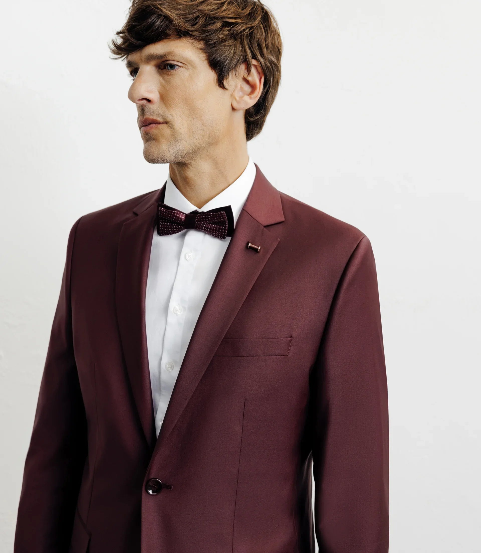 Costume 2 boutons laine majoritaire prune - IZAC