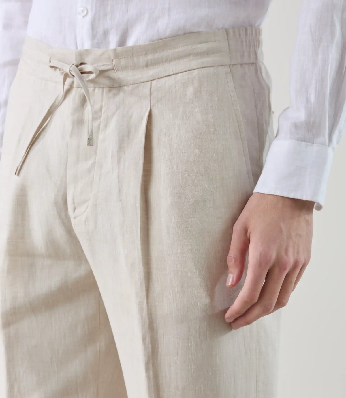 Pantalon ville 100 % lin beige - IZAC