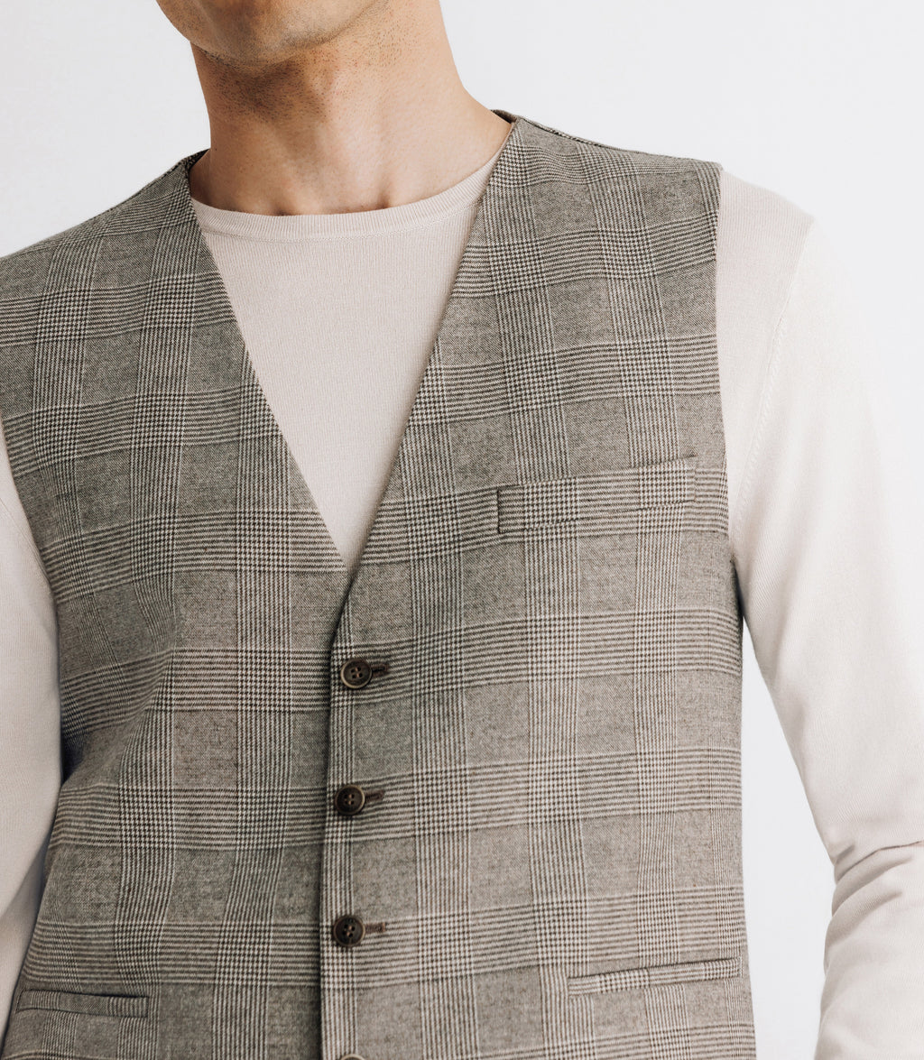 Gilet de costume esprit prince de galles beige - IZAC