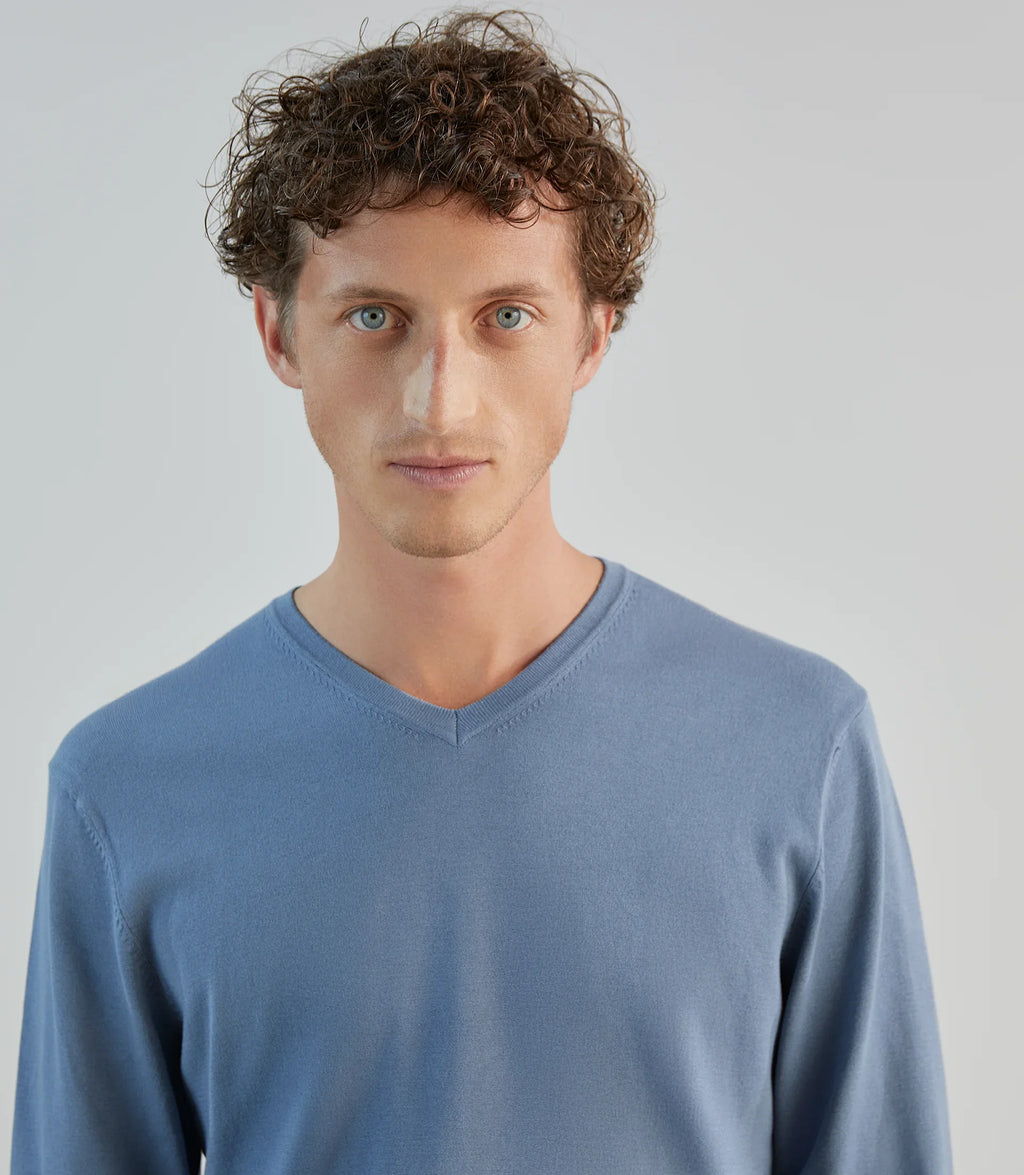 Pull col v bleu gris - IZAC