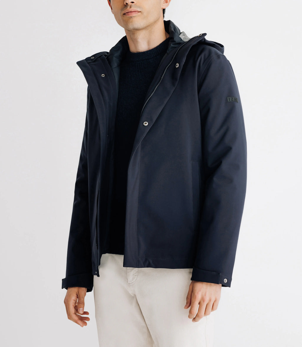 Parka courte avec col montant marine - IZAC