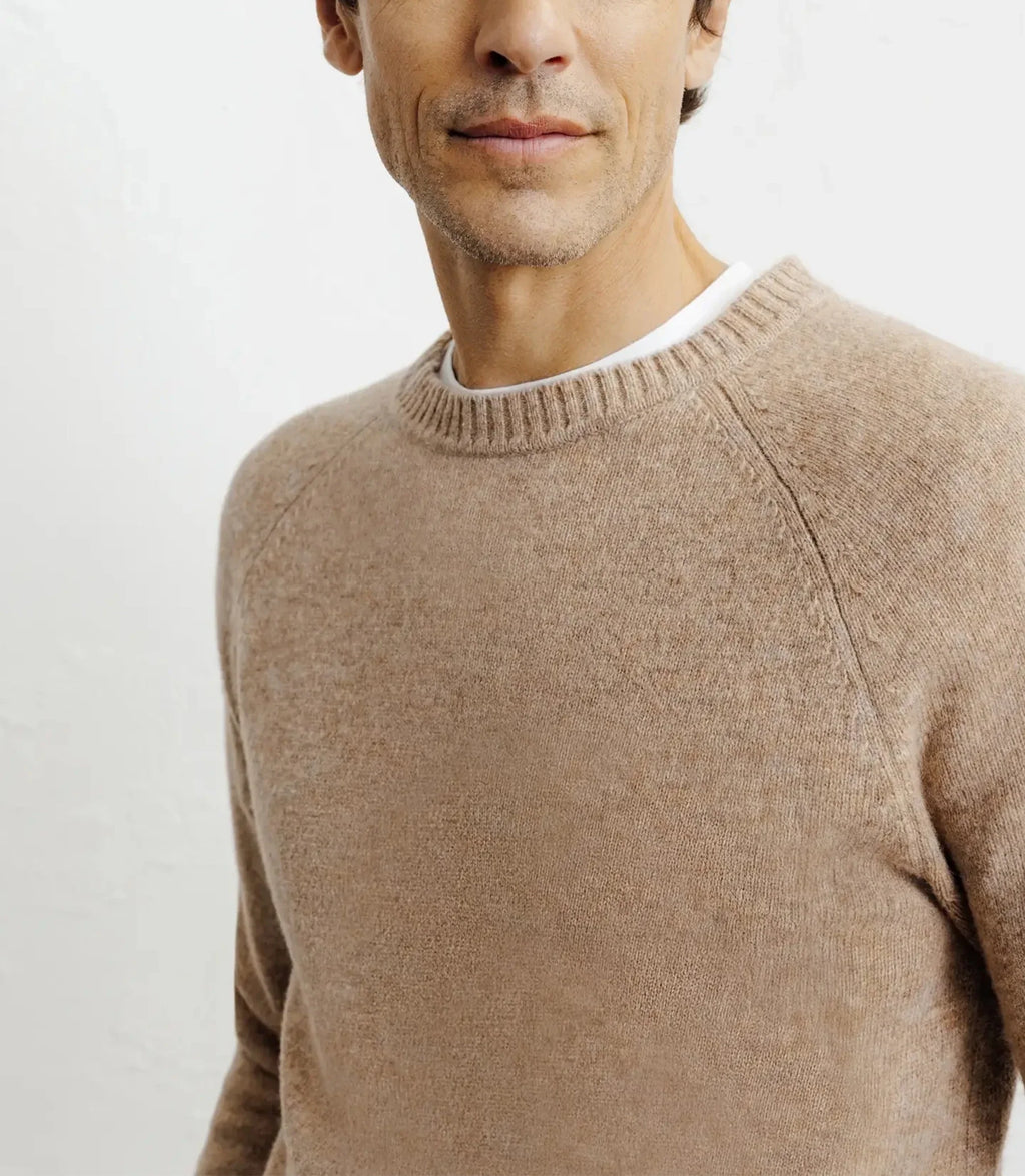 Pull en laine col rond beige - IZAC