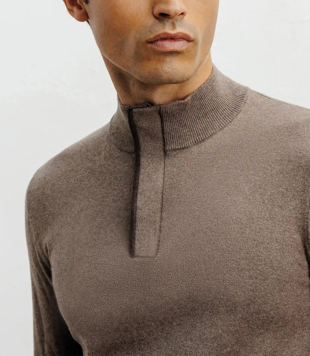 Pull col montant demi zippé taupe - IZAC