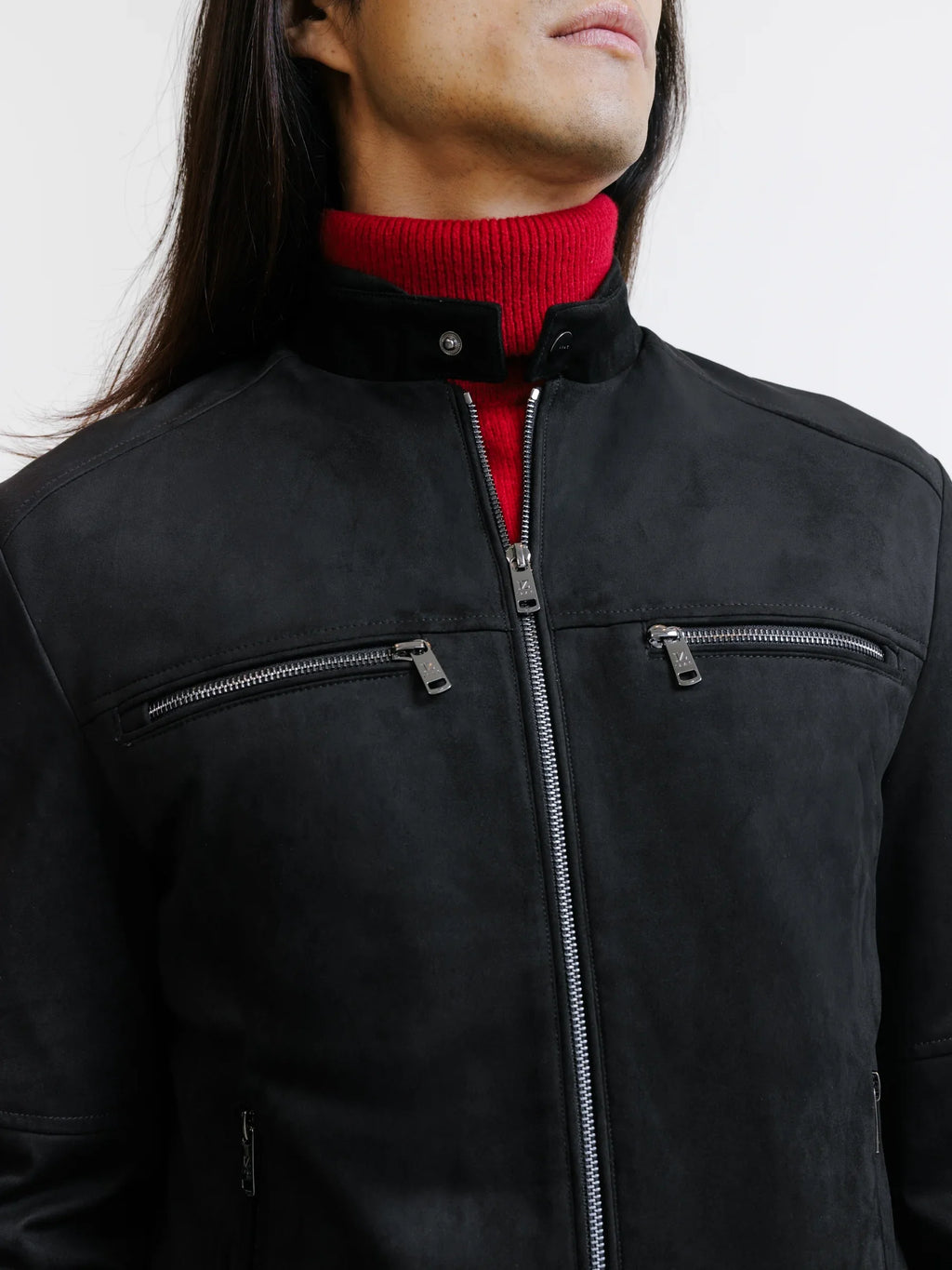 Blouson motard en suède noir - IZAC