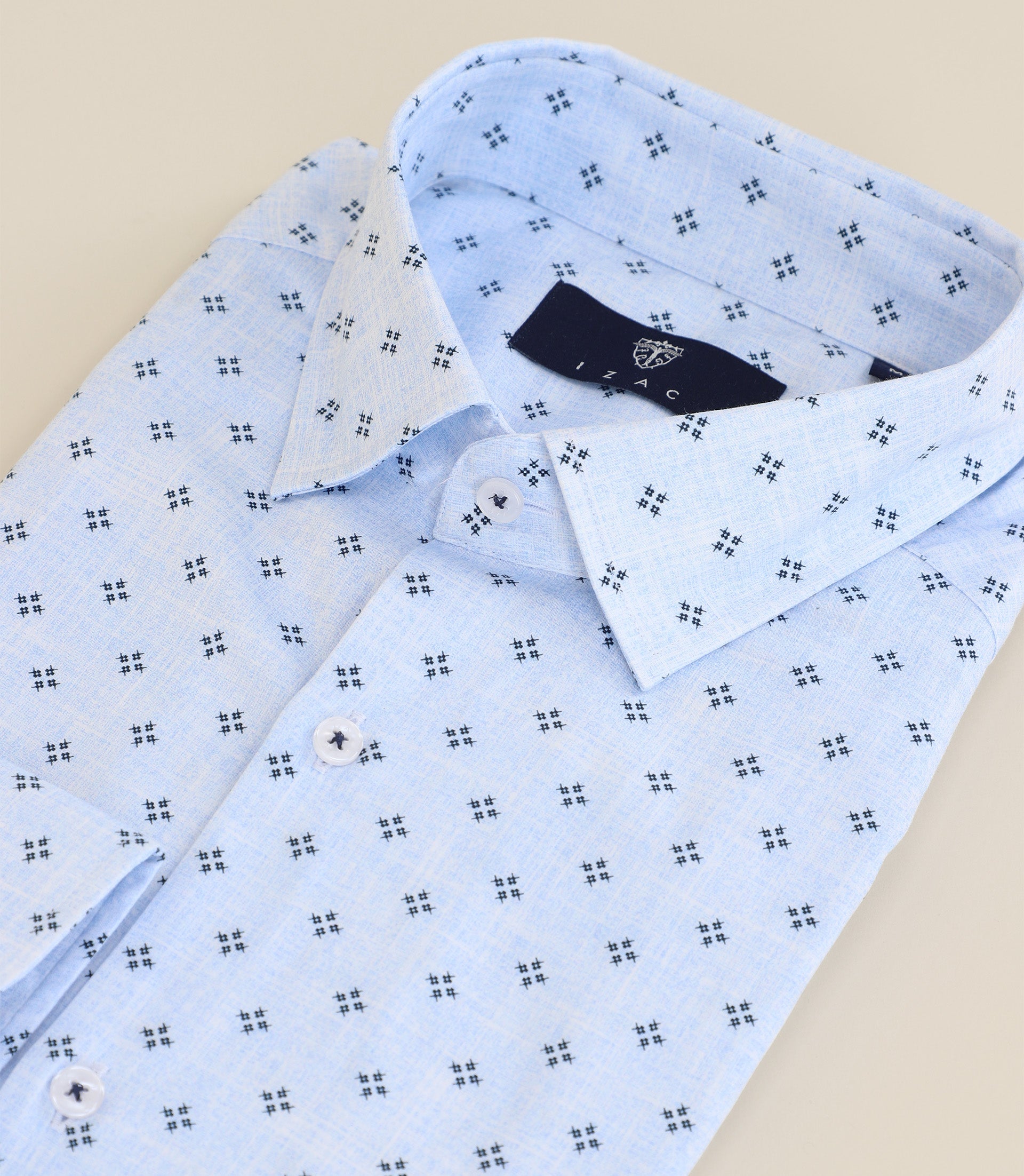 Chemise 100% coton col français bleue - IZAC