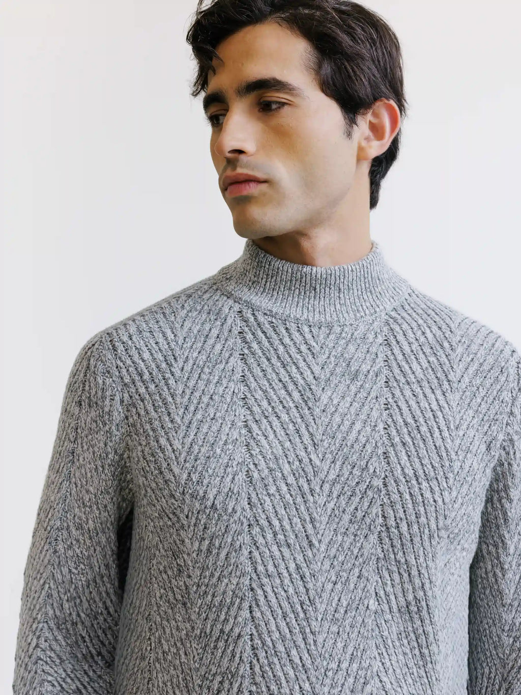 Pull col cheminée gris chiné - IZAC