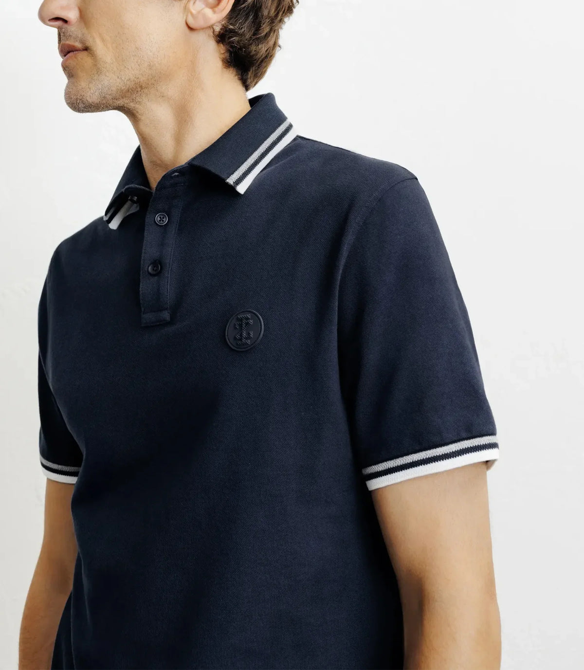 Polo piqué boutonné marine - IZAC