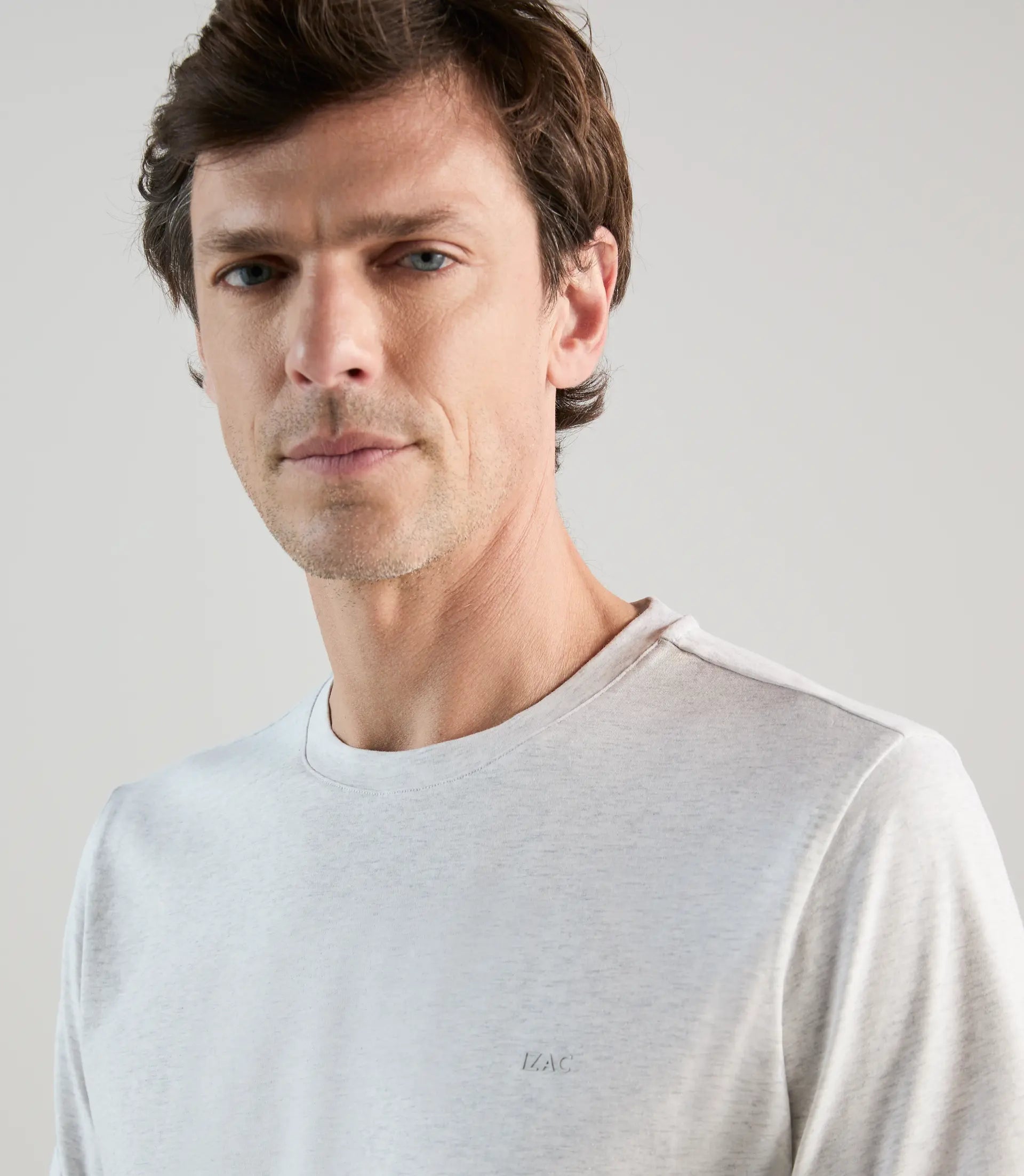 T-shirt col rond gris chiné - IZAC