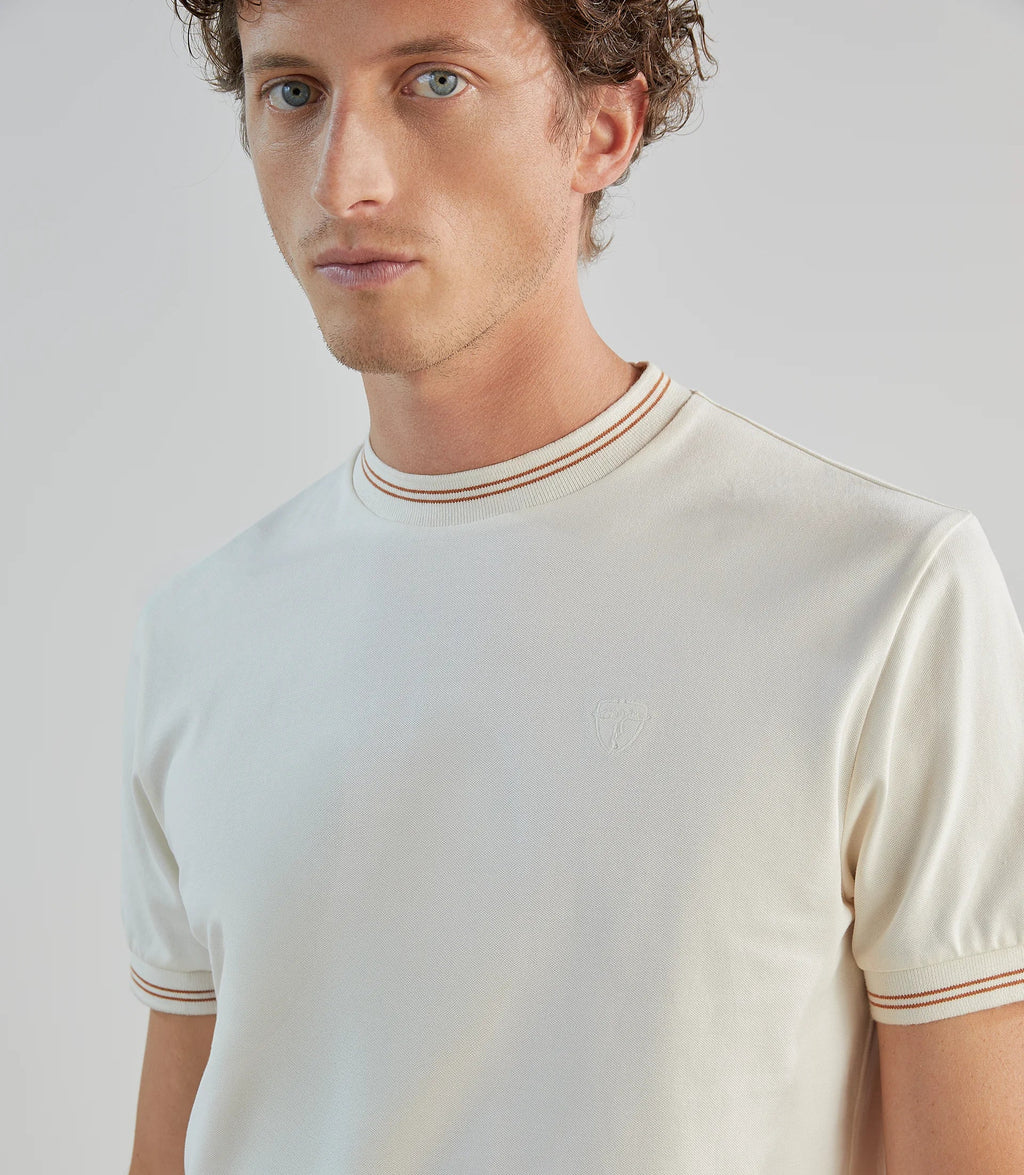 T-shirt en piqué à manches courtes écru - IZAC