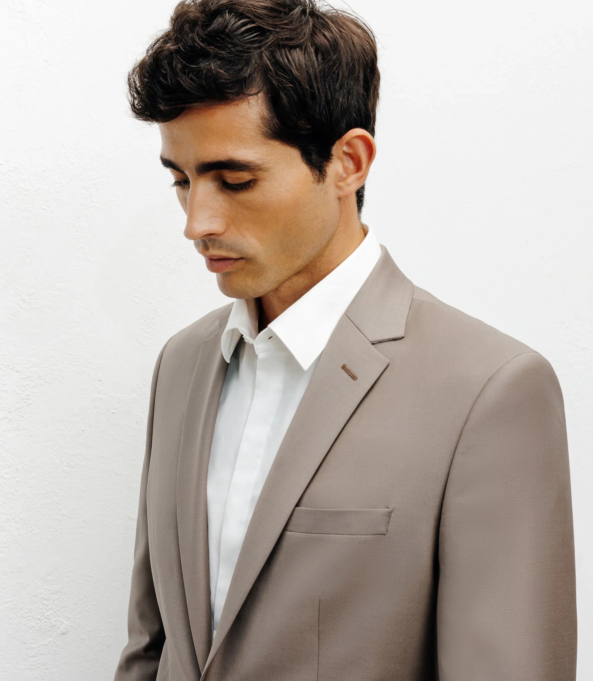 Costume 2 boutons laine majoritaire taupe - IZAC