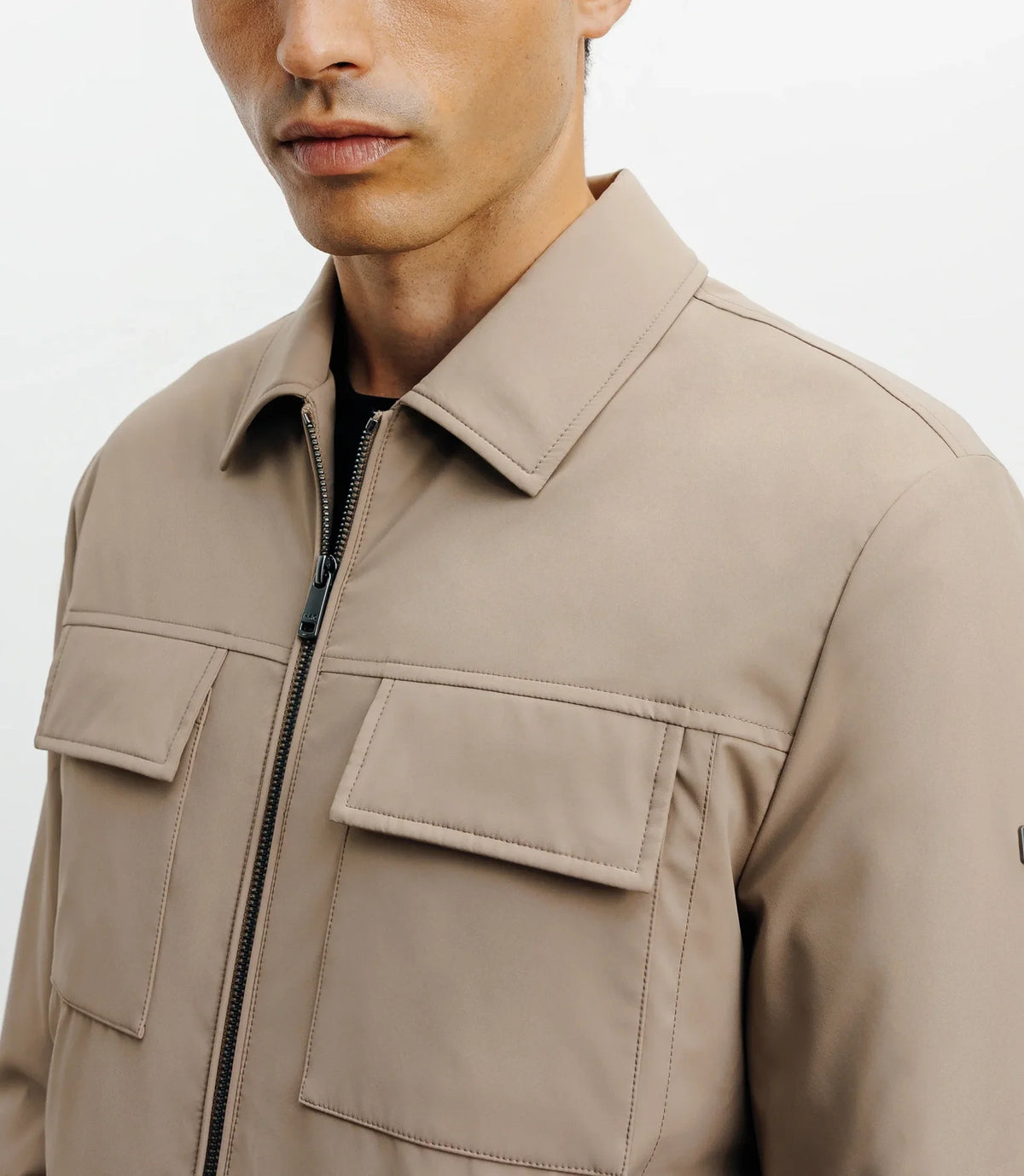 Blouson col chemise beige - IZAC