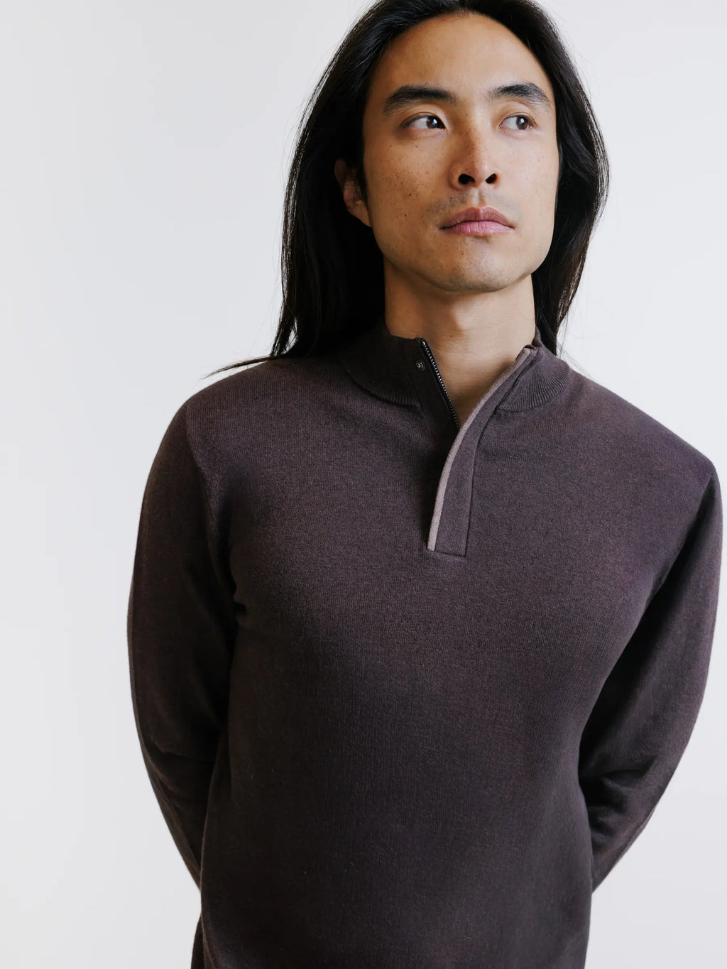 Pull col montant marron - IZAC