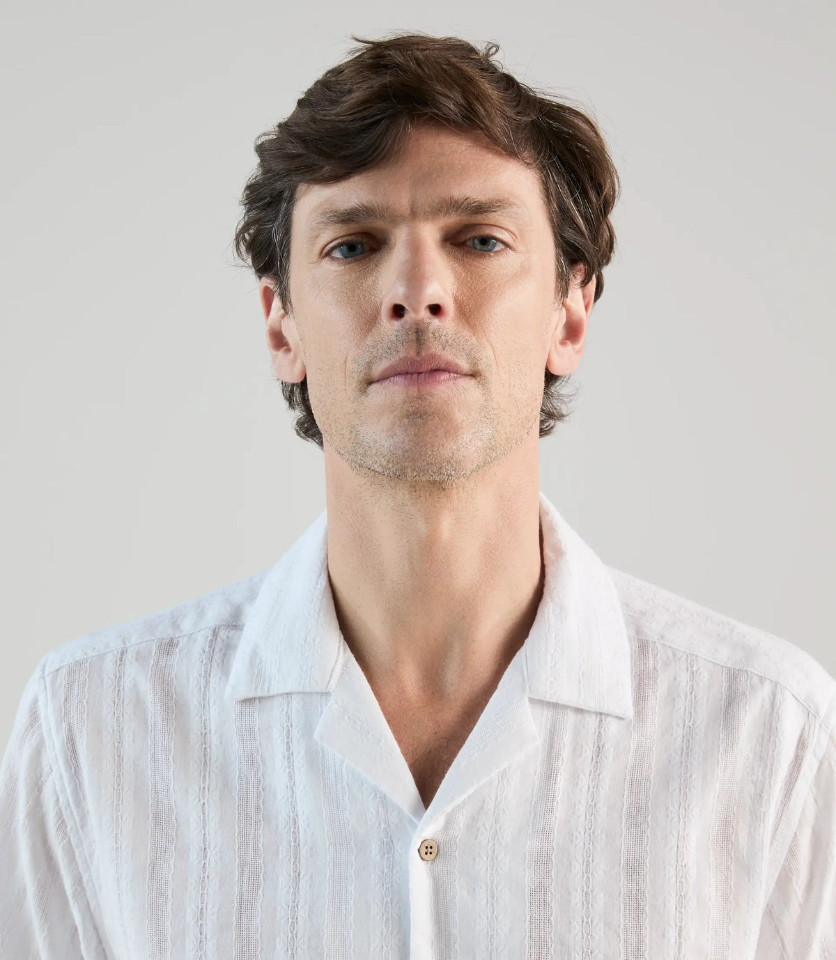 Chemise casual brodée blanche - IZAC
