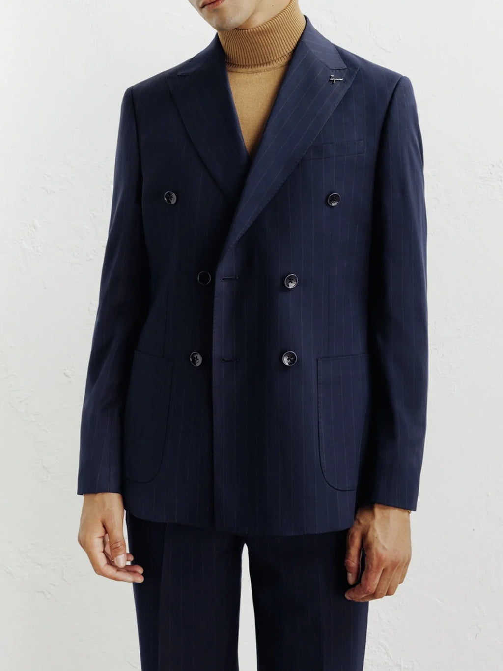 Costume croisé rayé marine - IZAC