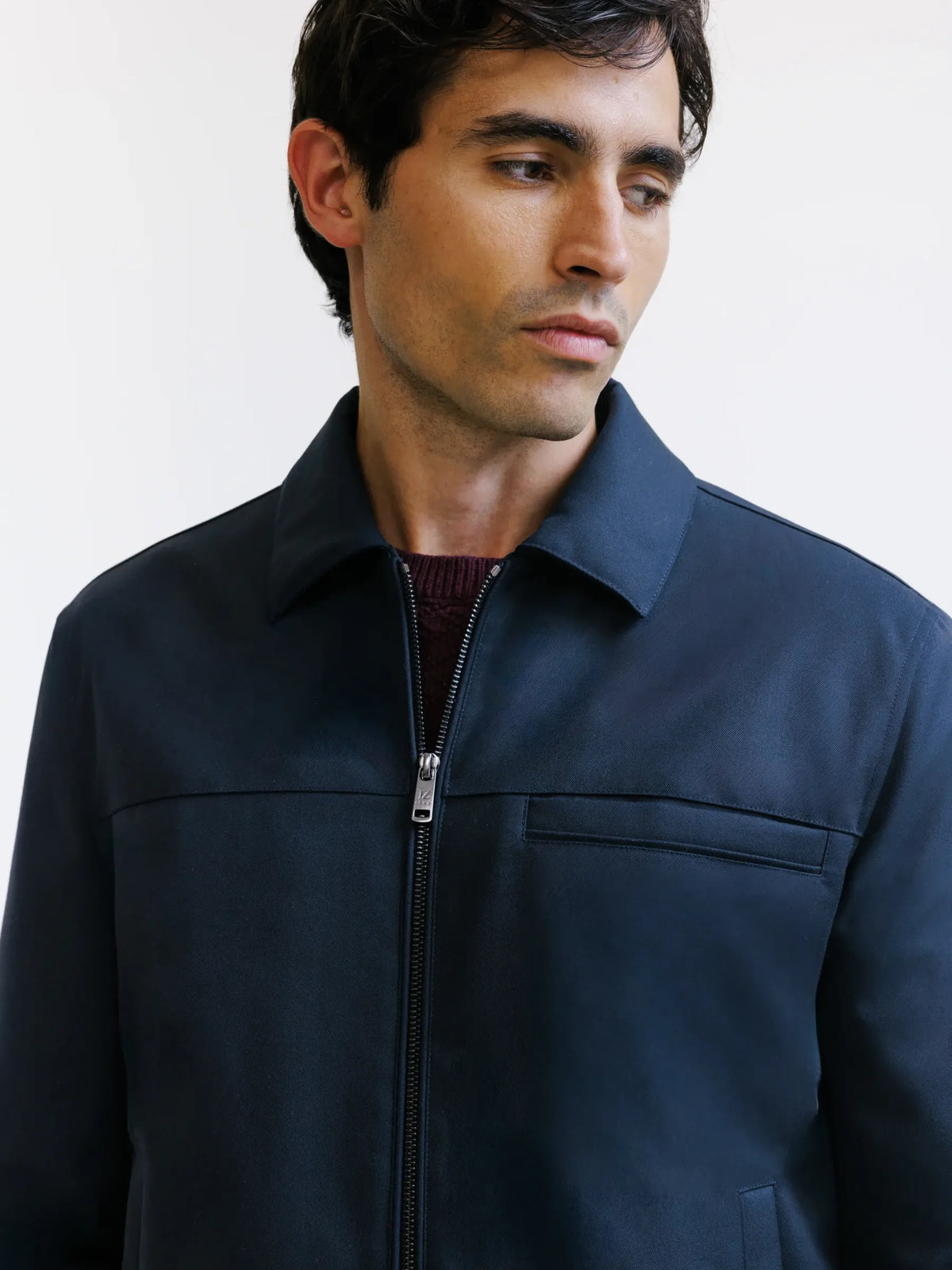 Blouson col chemise marine - IZAC
