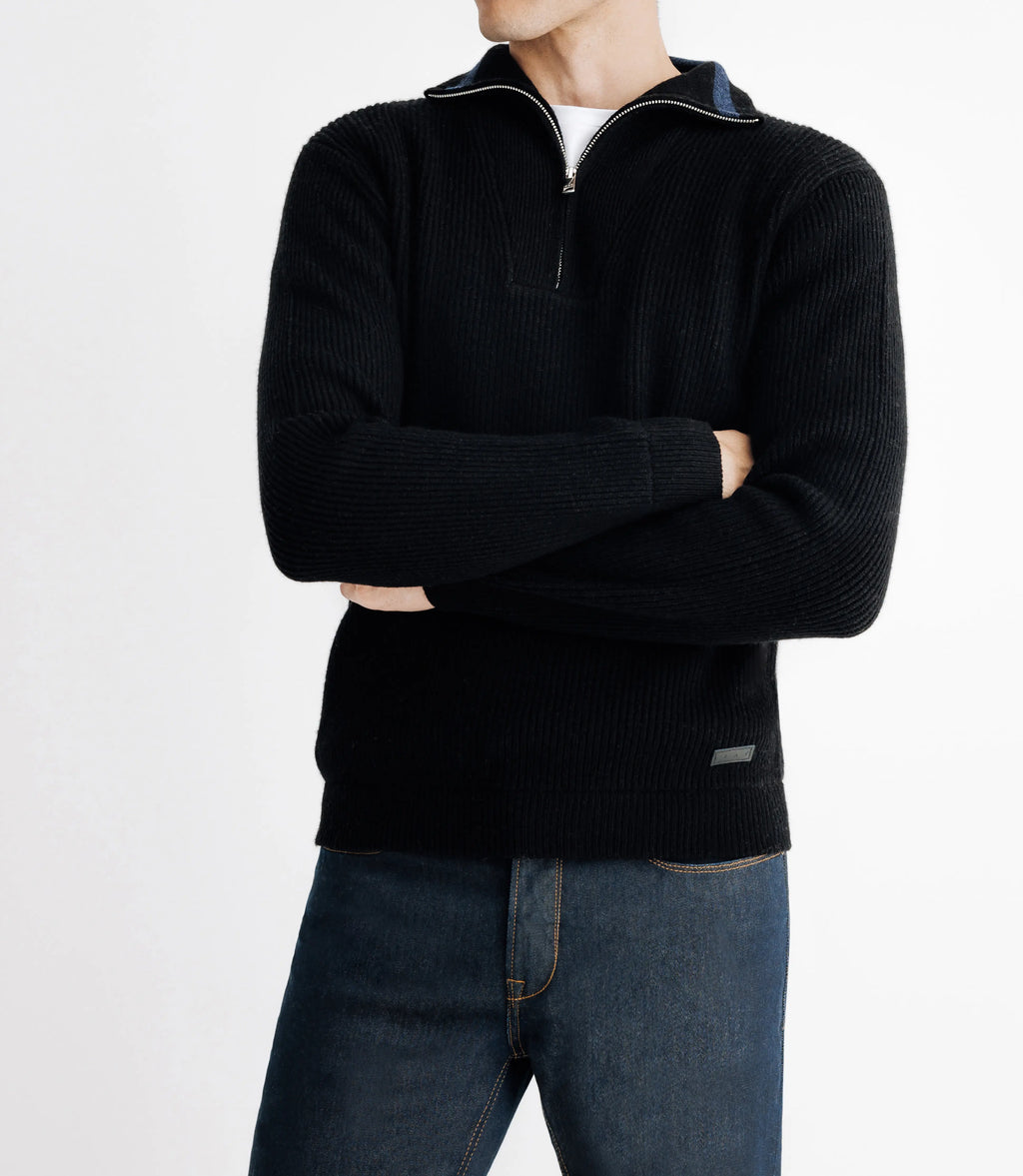 Pull lambswool col camionneur noir - IZAC