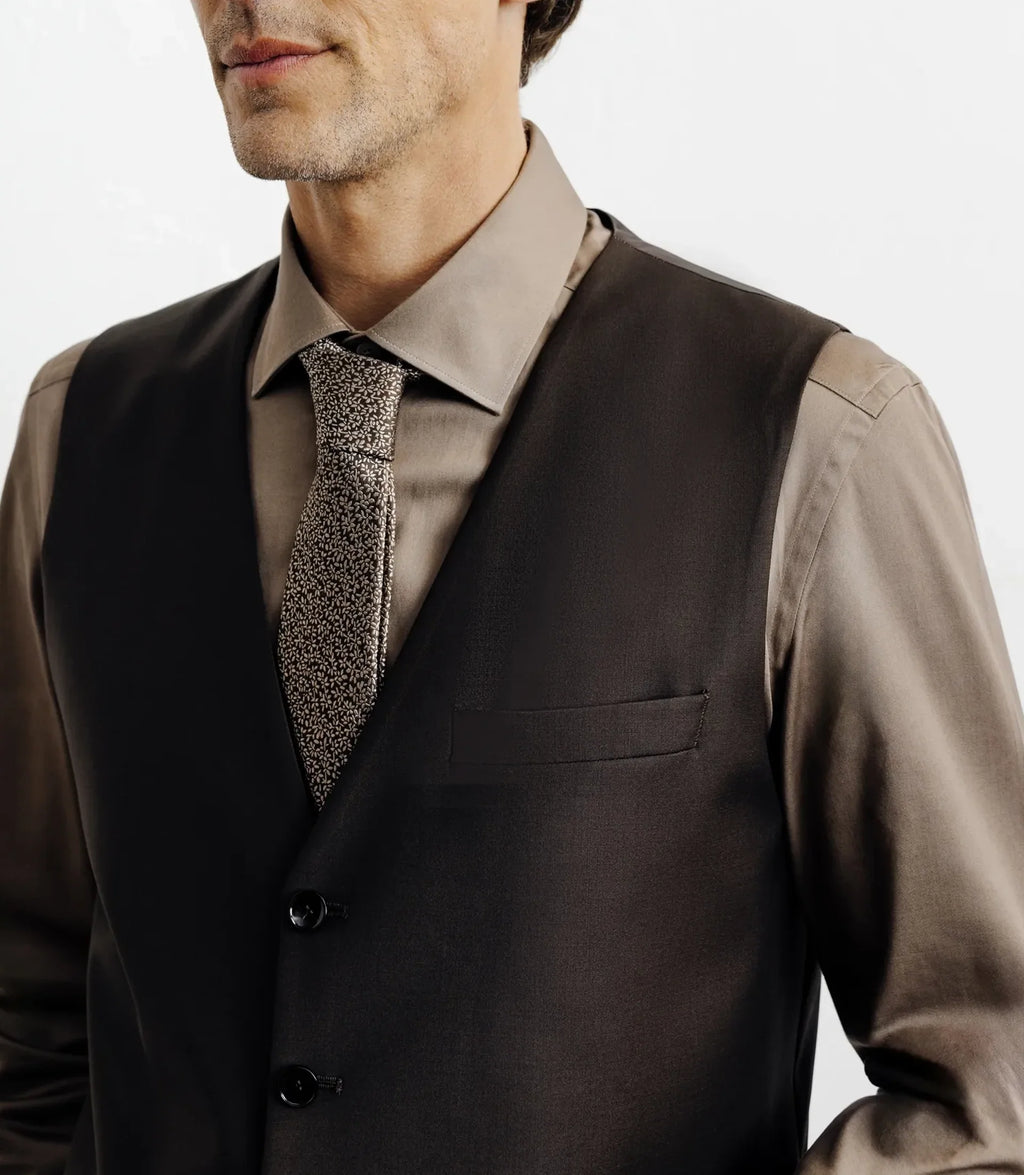Gilet ville avec laine majoritaire marron - IZAC