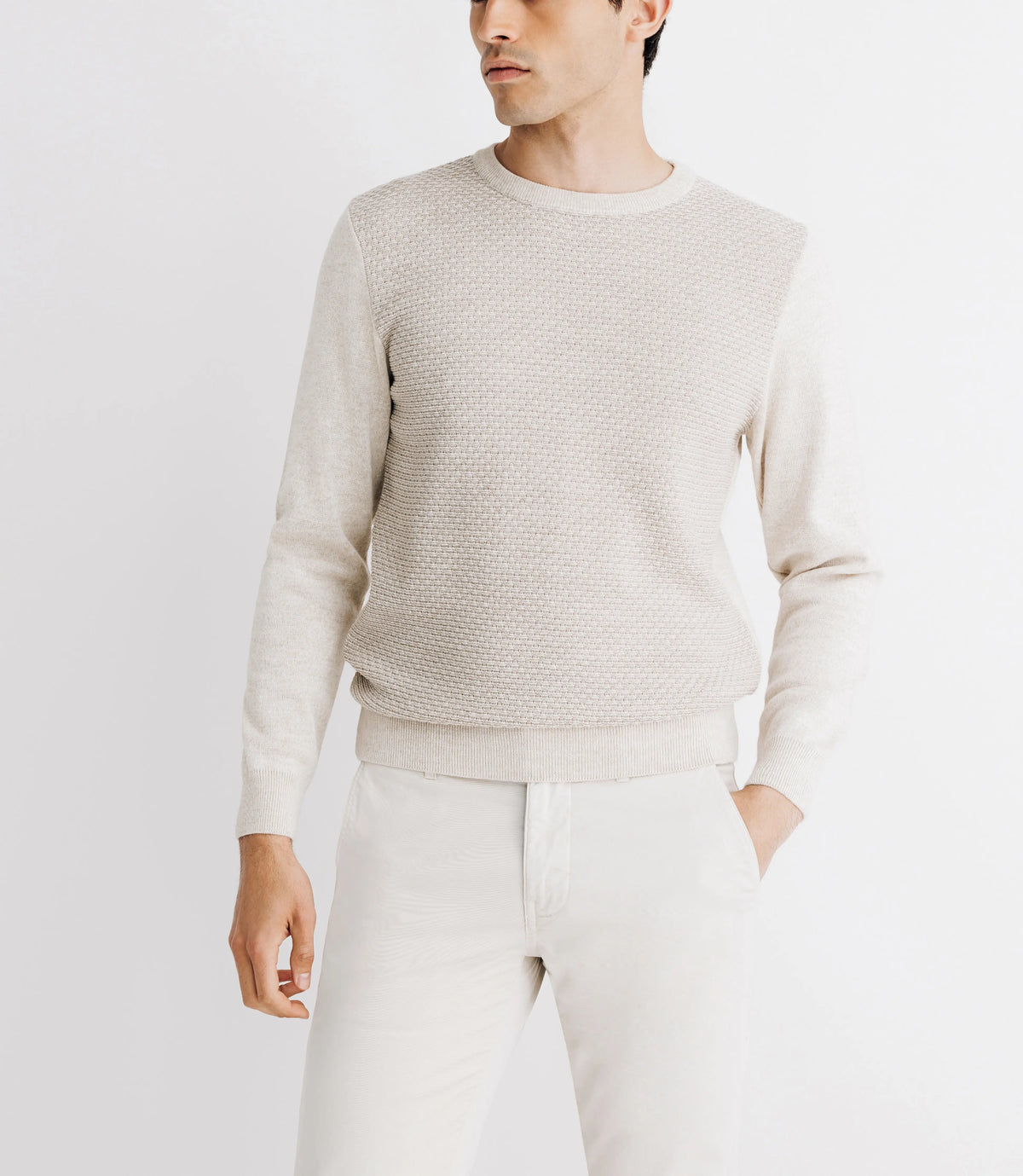 Pull col rond beige - IZAC