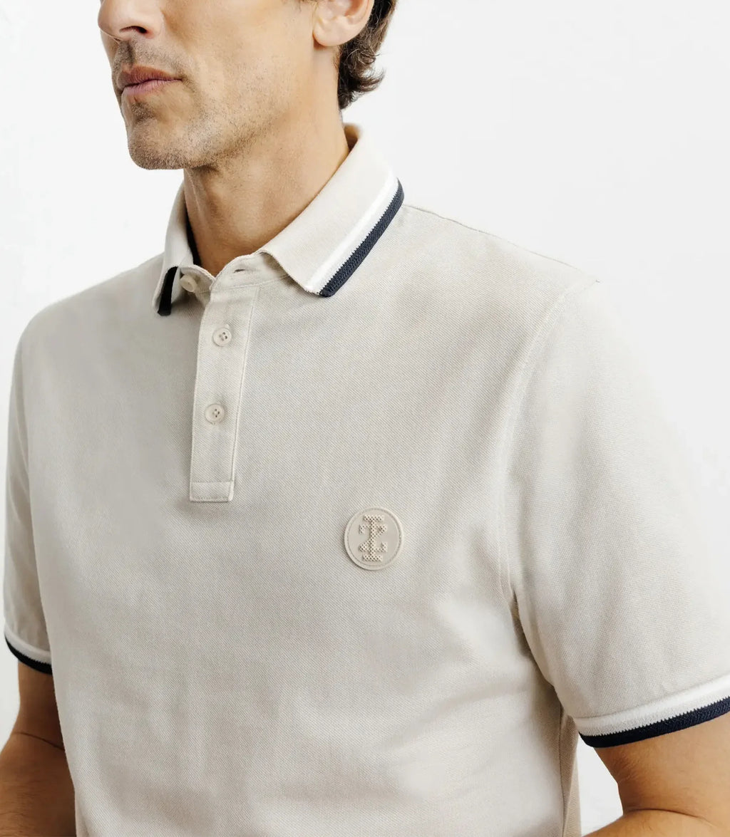 Polo piqué boutonné beige - IZAC