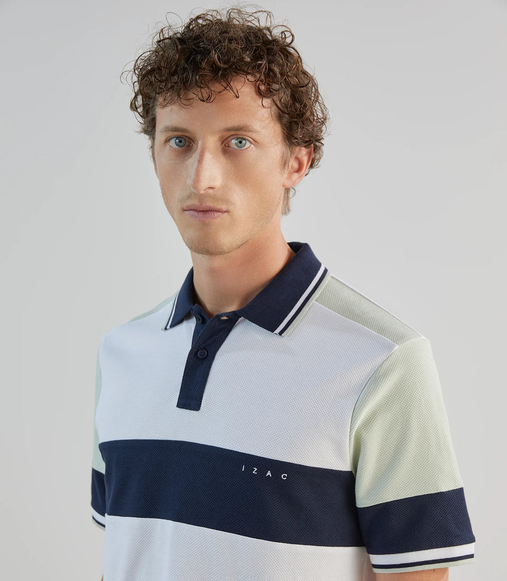 Polo avec bandes contrastées blanches - IZAC