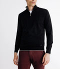 Pull coton/cachemire col zippé noir - IZAC