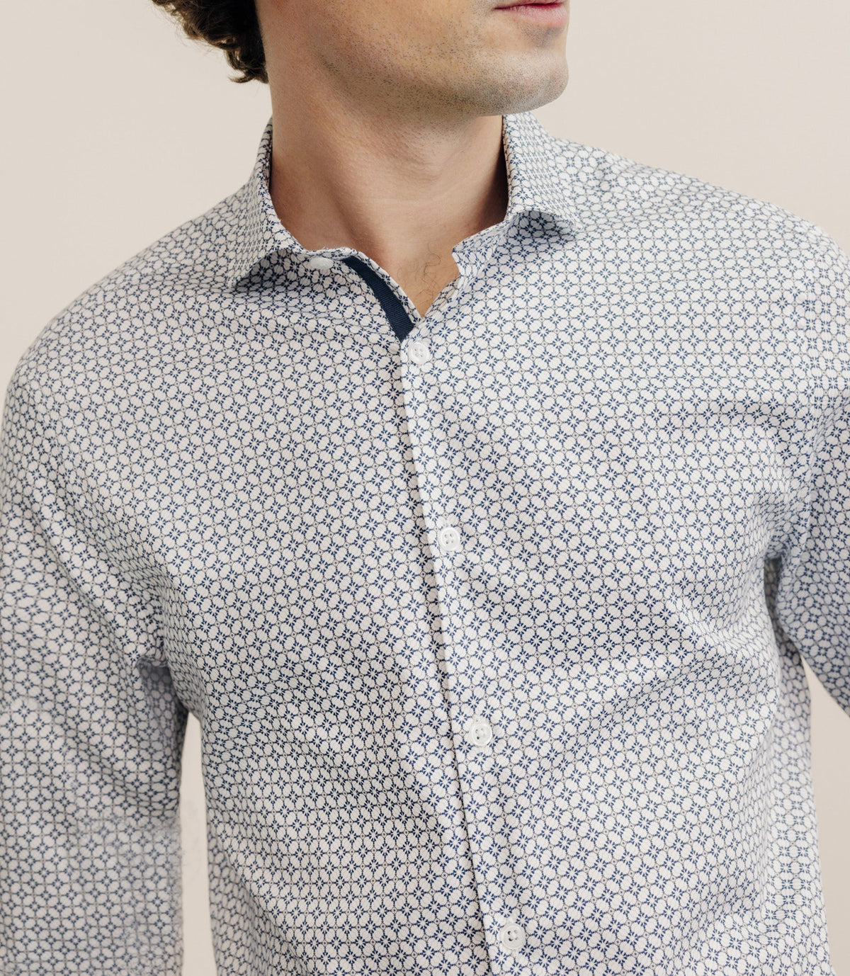 Chemise col italien regular écrue - IZAC
