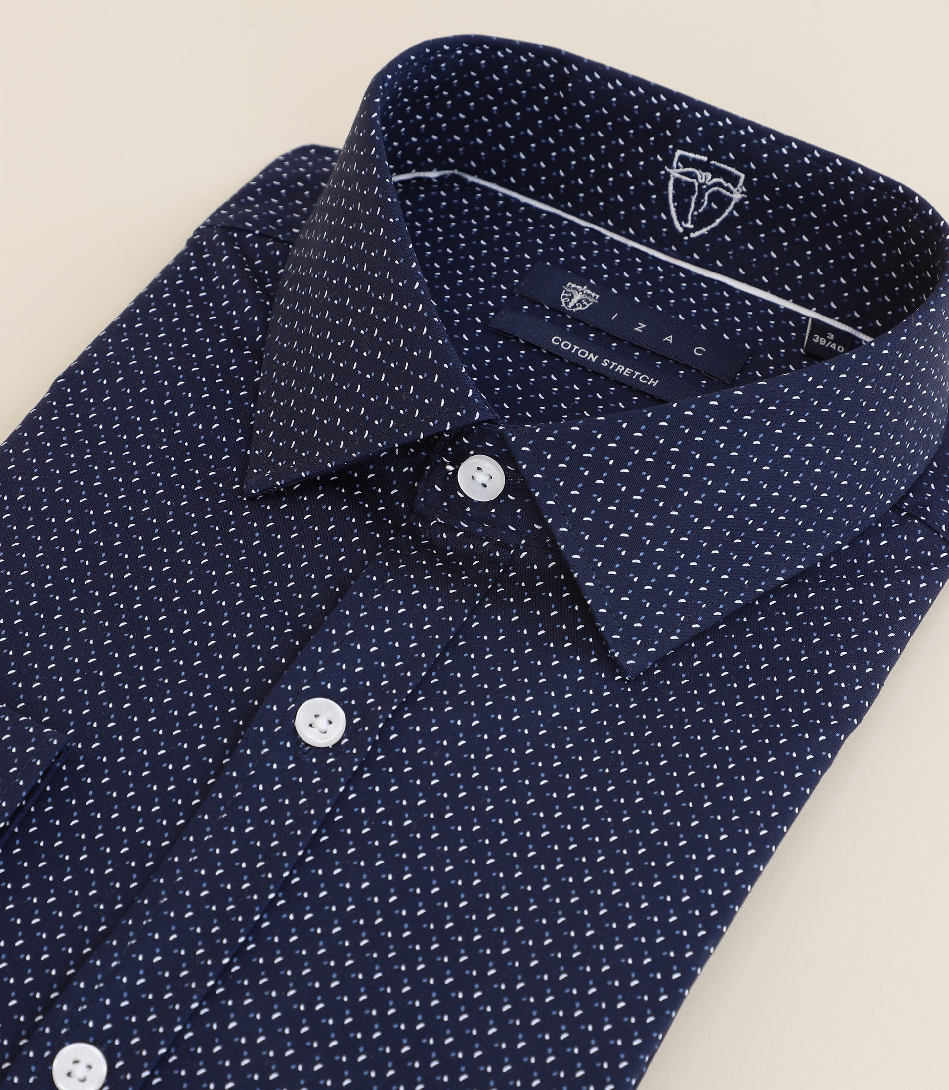 Chemise à micro motifs marine - IZAC