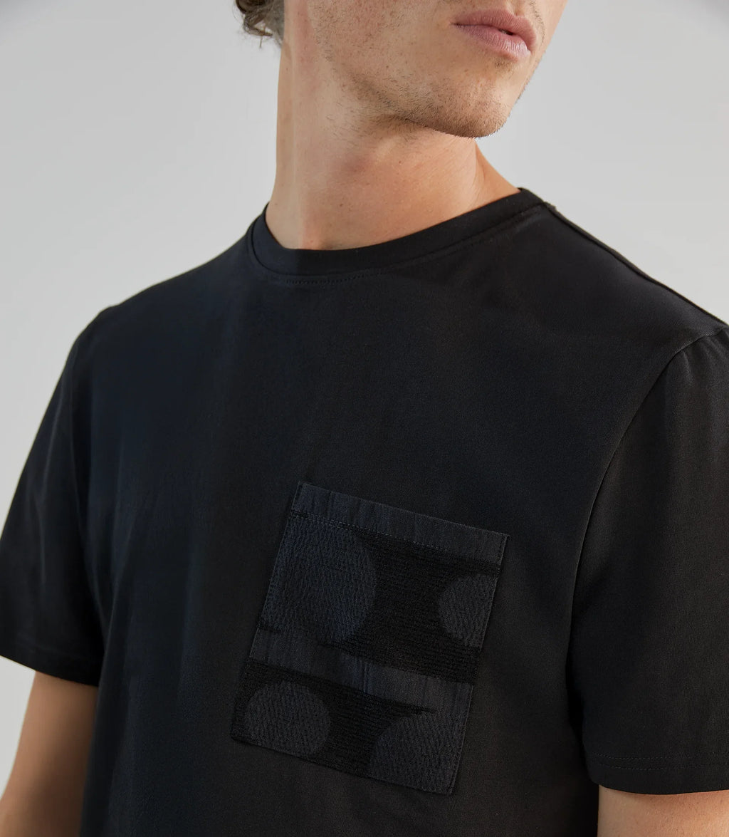 T-shirt col rond à manches courtes noir - IZAC