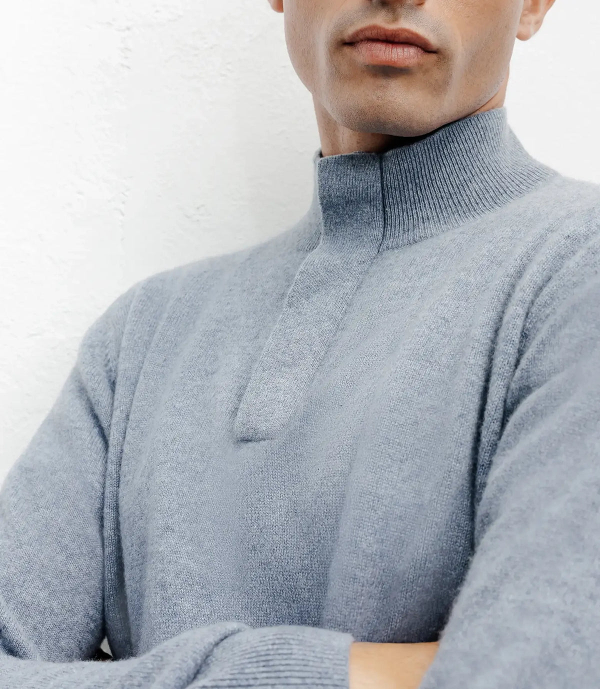 Pull col montant 100% cachemire indigo - IZAC
