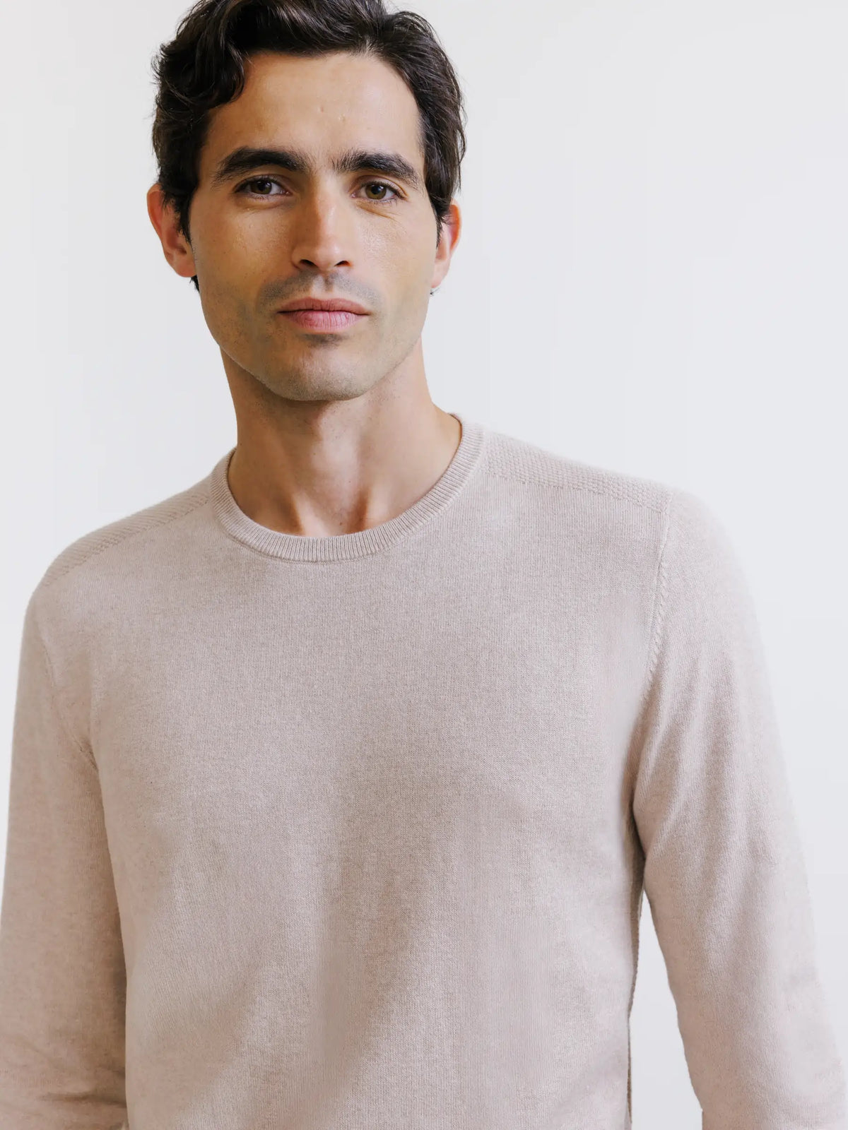 Pull col rond beige - IZAC