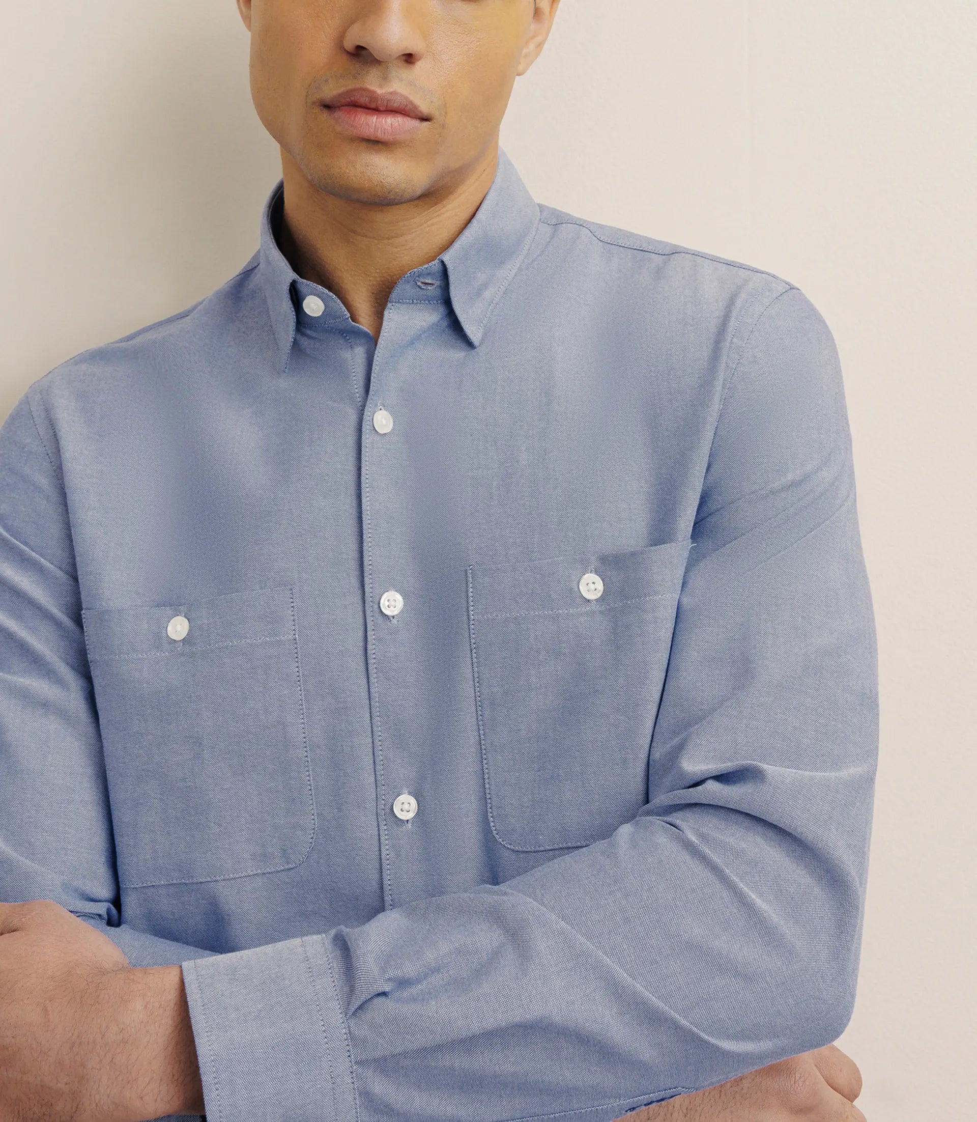 Chemise droite oxford marine - IZAC