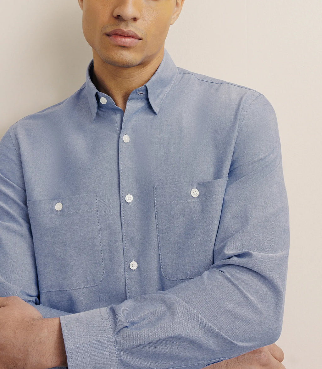 Chemise droite oxford marine - IZAC