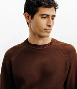 Pull col rond jeux de points chocolat - IZAC