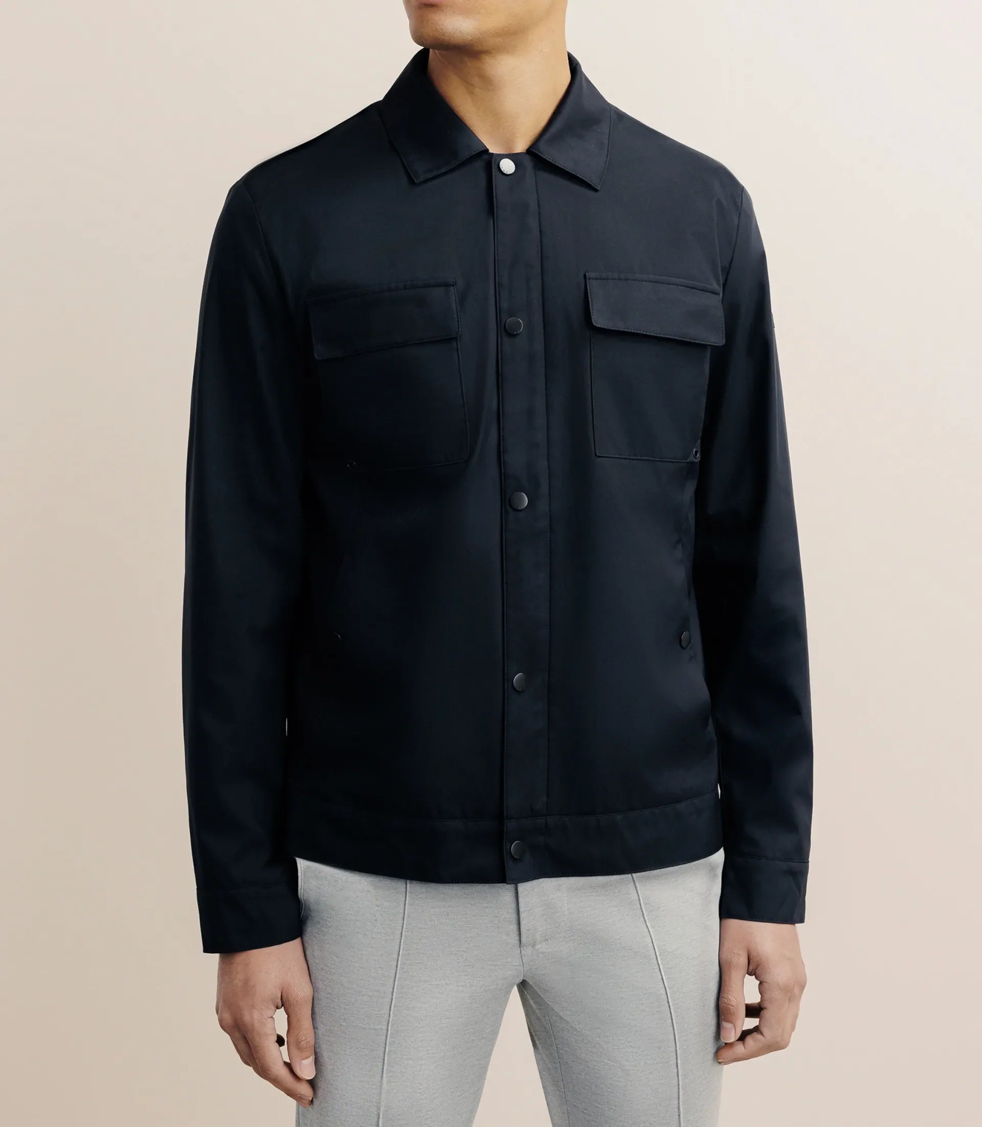 Blouson déperlant col chemise marine - IZAC