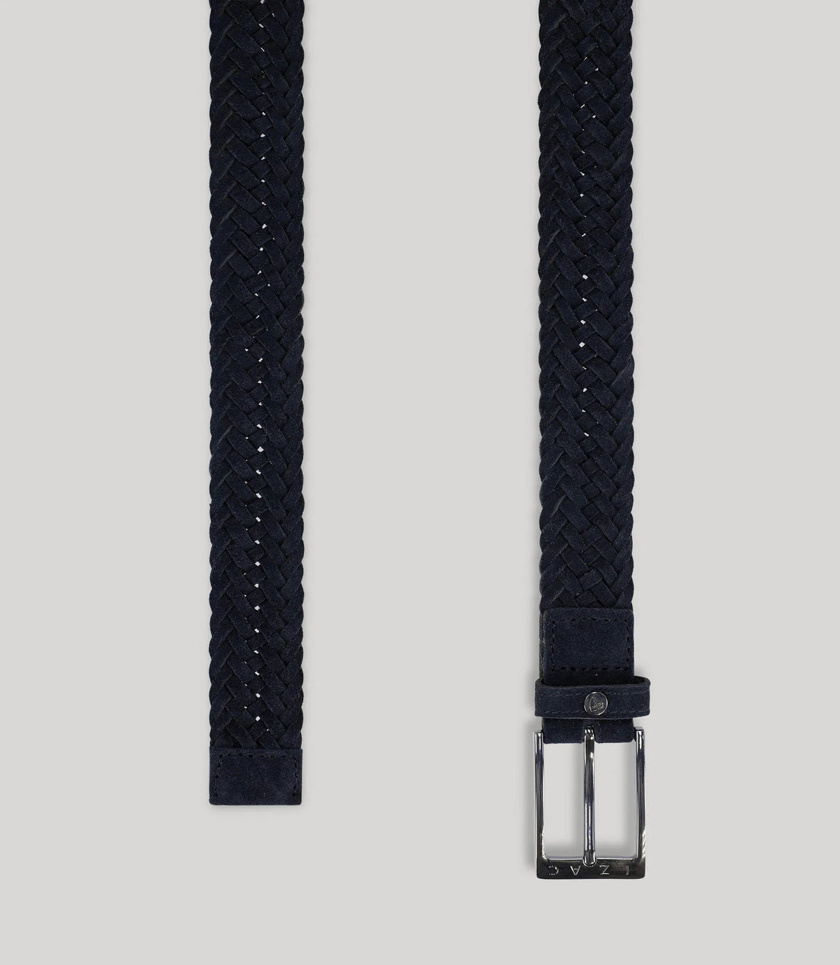 Ceinture tressée en cuir nubuck marine - IZAC