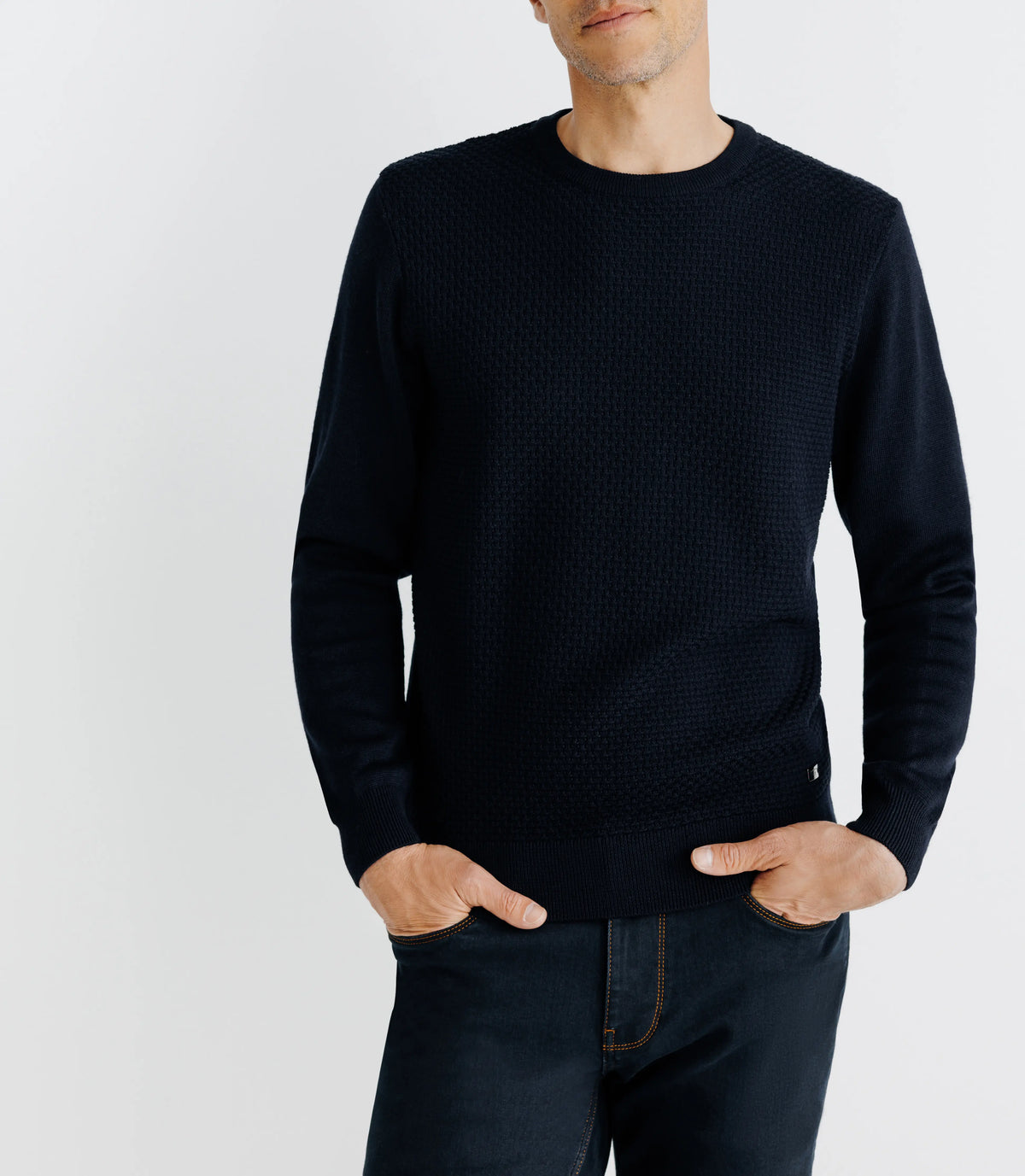Pull col rond marine - IZAC