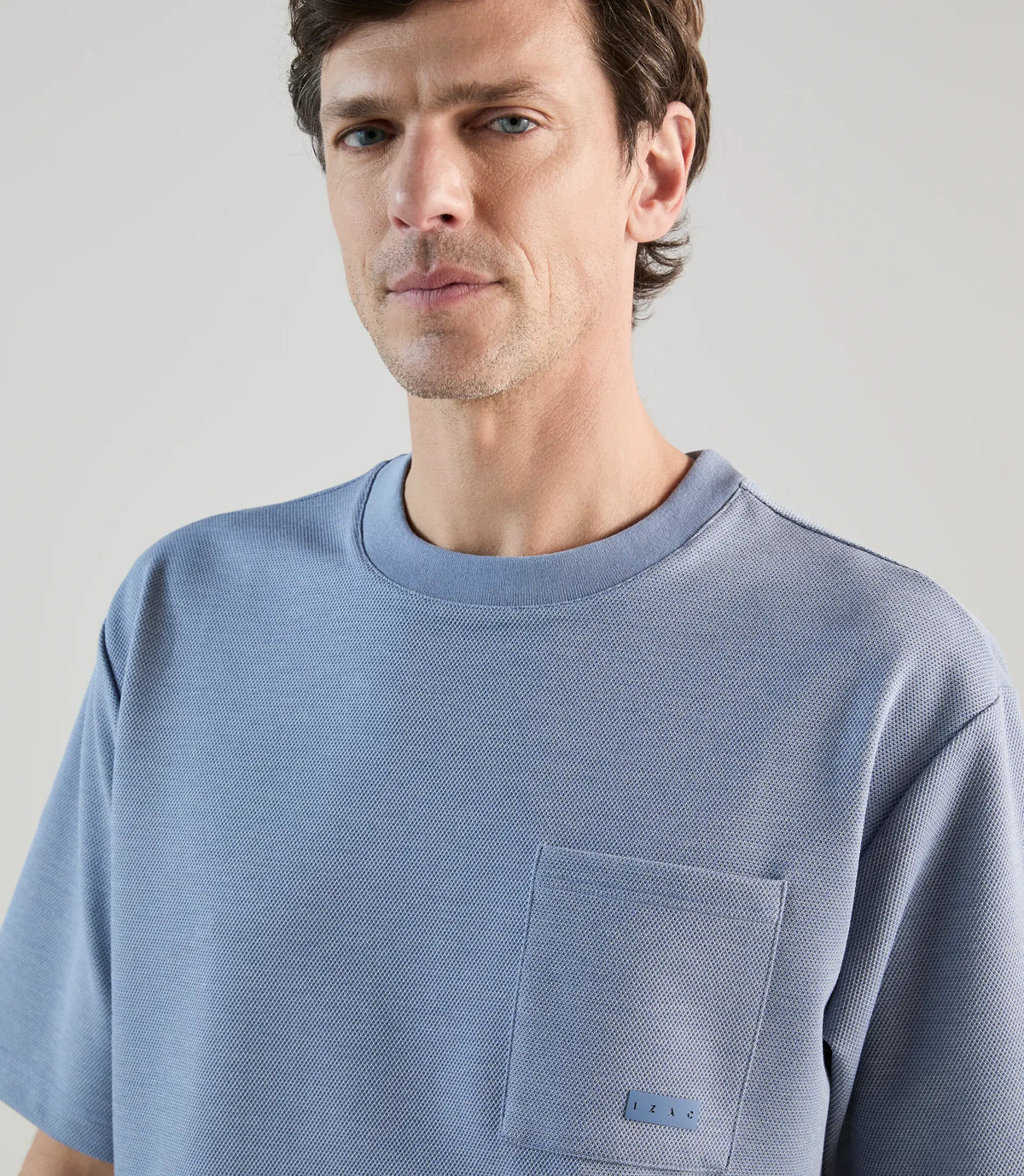 T-shirt col rond en jeu de points indigo - IZAC