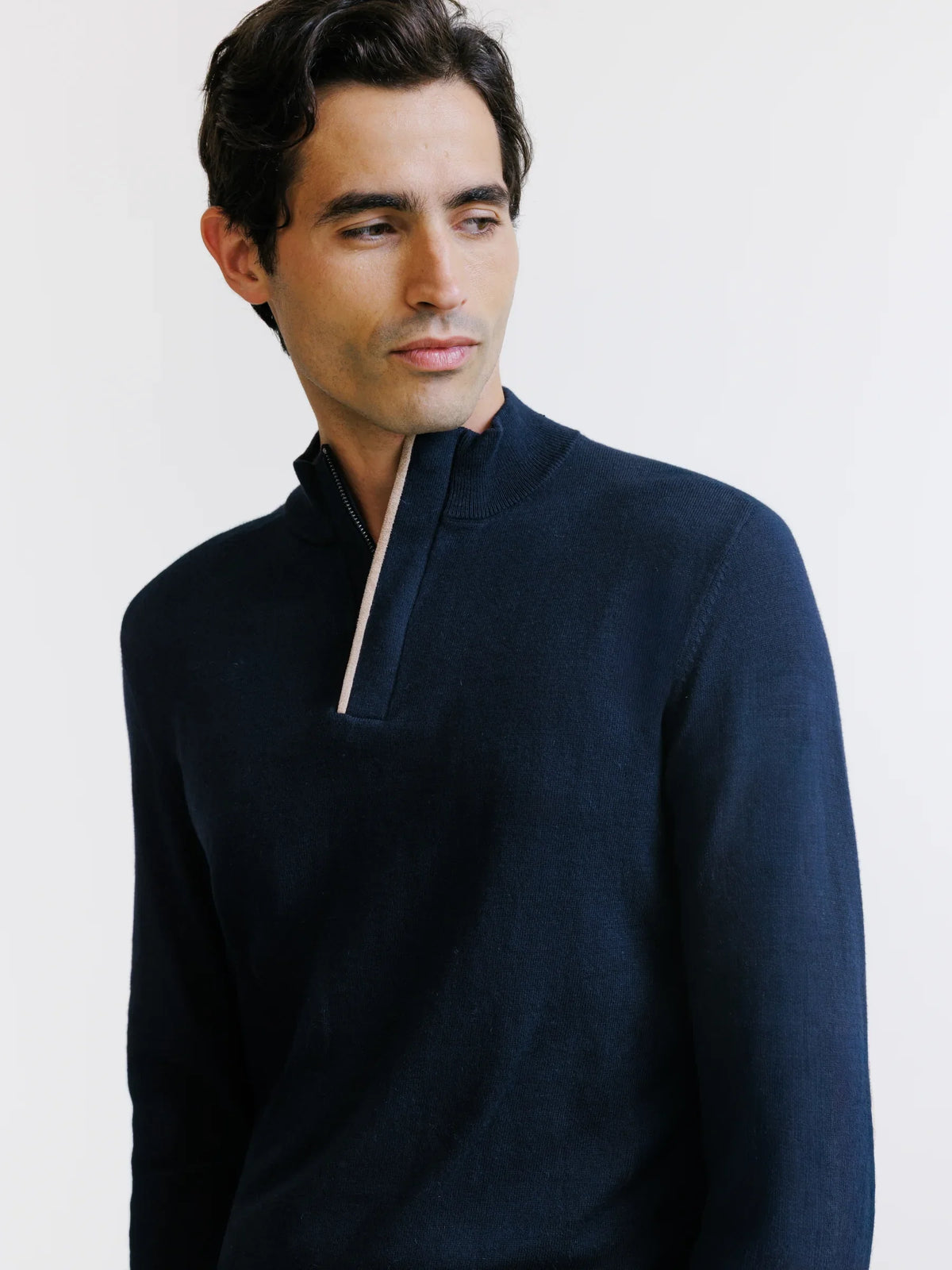 Pull col montant demi zippé marine - IZAC
