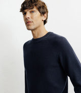 Pull col rond jeux de points marine - IZAC