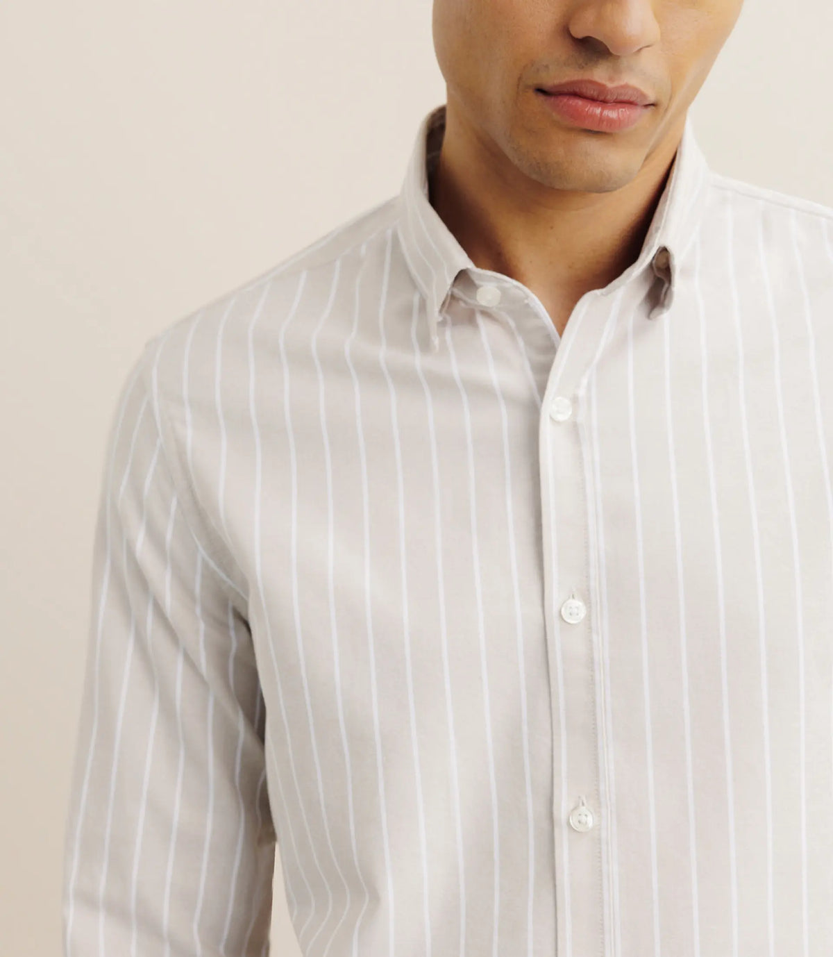 Chemise regular rayée beige - IZAC