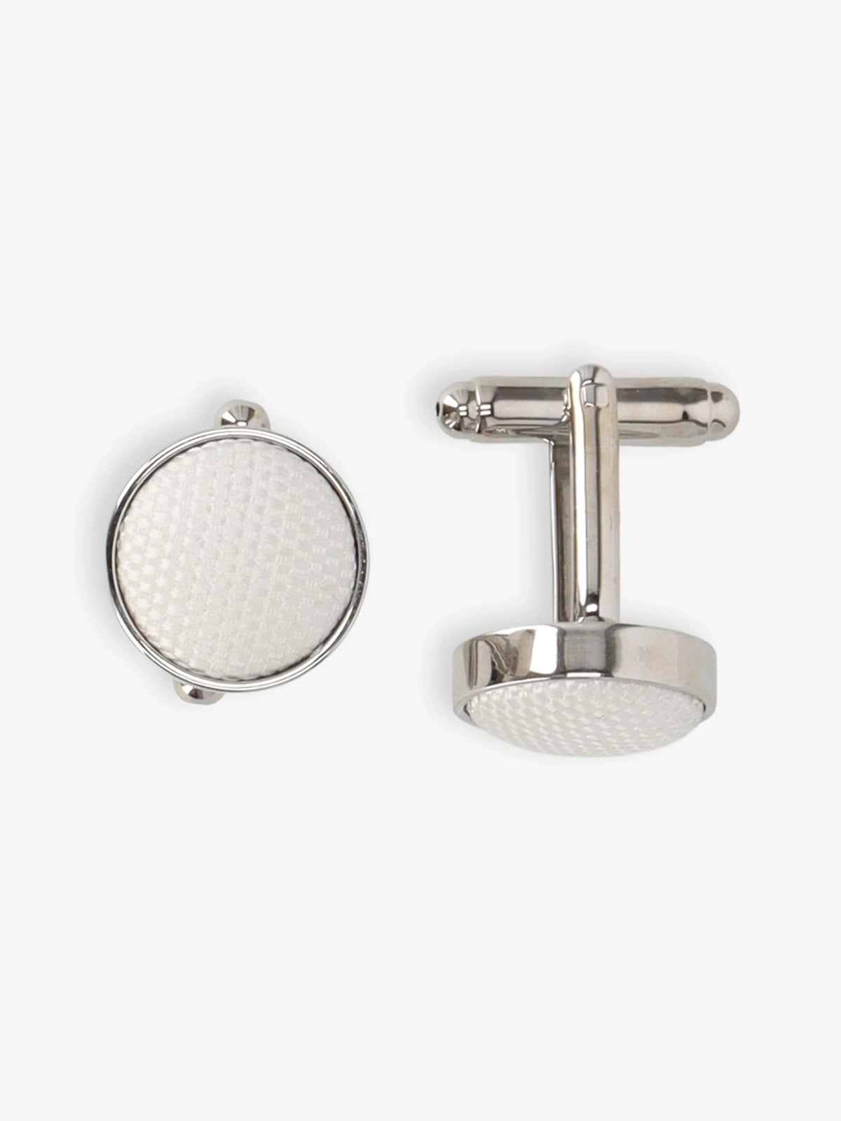 Boutons de manchettes metal et tissu blanc - IZAC
