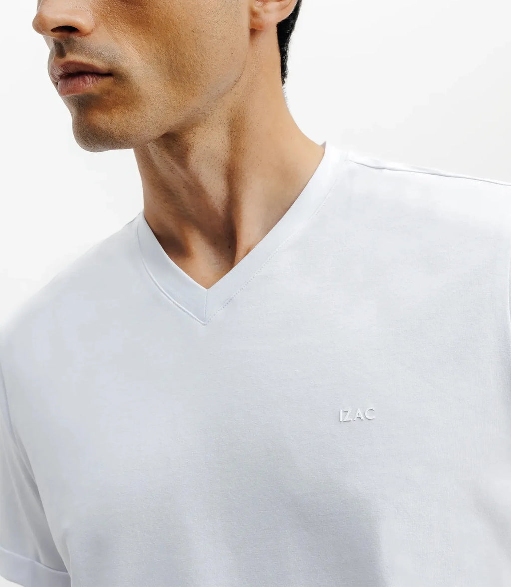 T-shirt col V blanc - IZAC