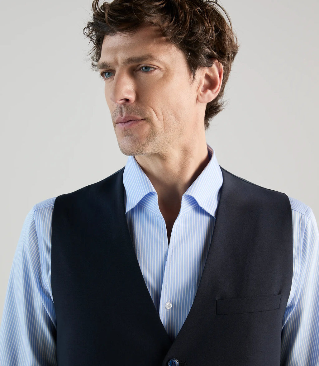 Gilet ville 100% laine bleu marine - IZAC