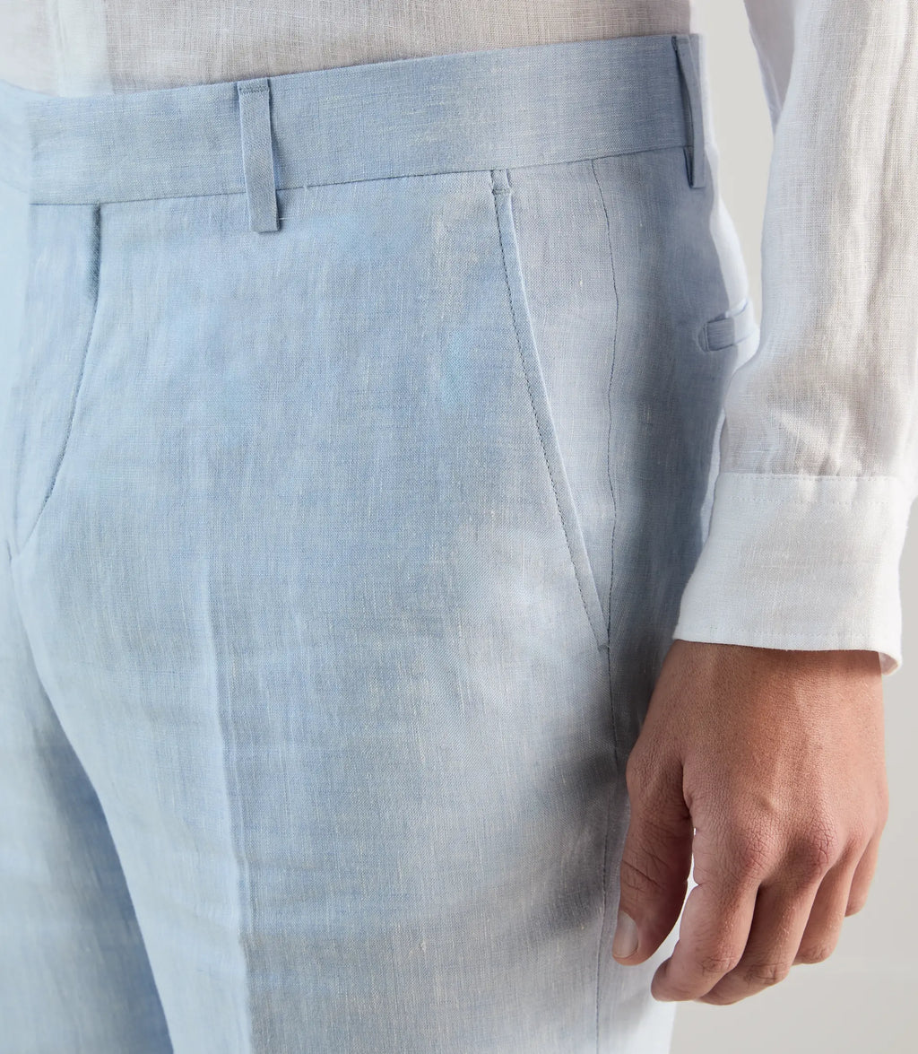 Pantalon ville 100% lin bleu ciel - IZAC