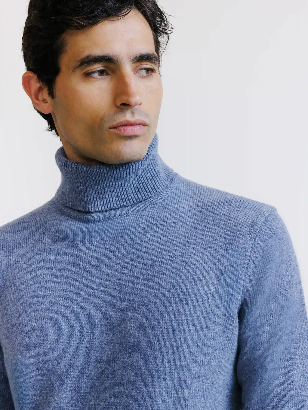 Pull en laine col roulé indigo - IZAC