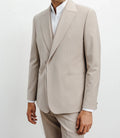 Costume croisé double col beige - IZAC