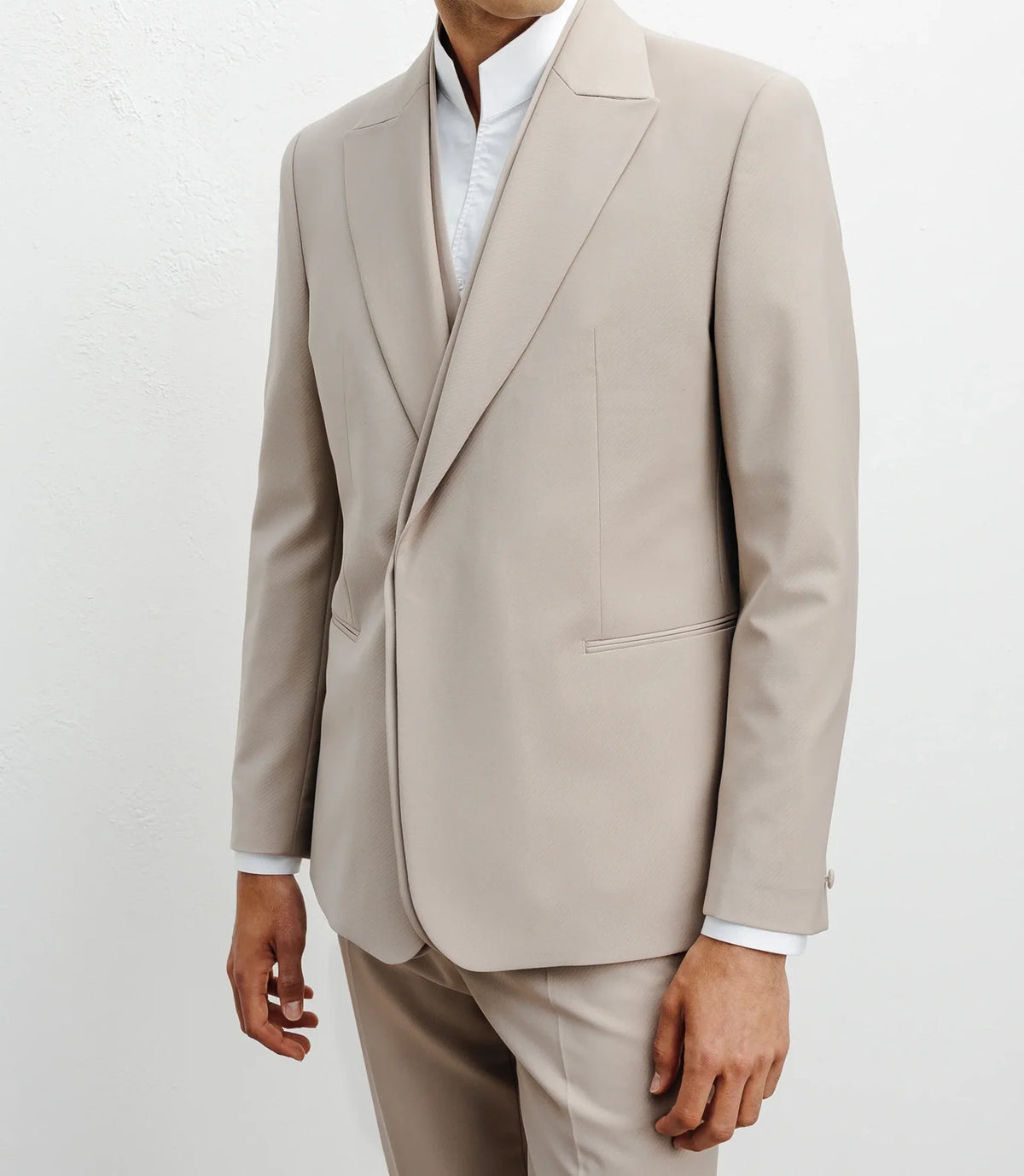Costume croisé double col beige - IZAC
