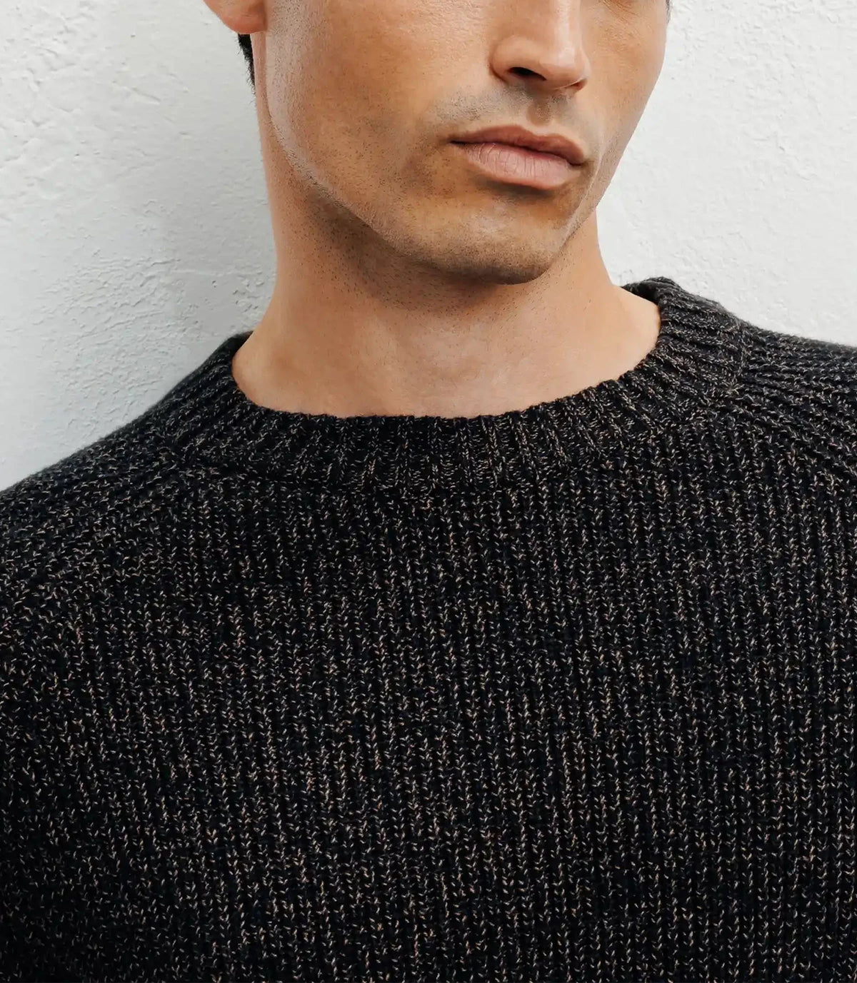 Pull col rond mouliné marron - IZAC