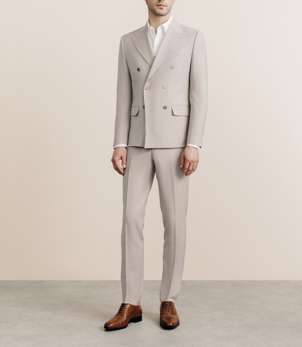 Costume croisé en laine mélangée beige - IZAC